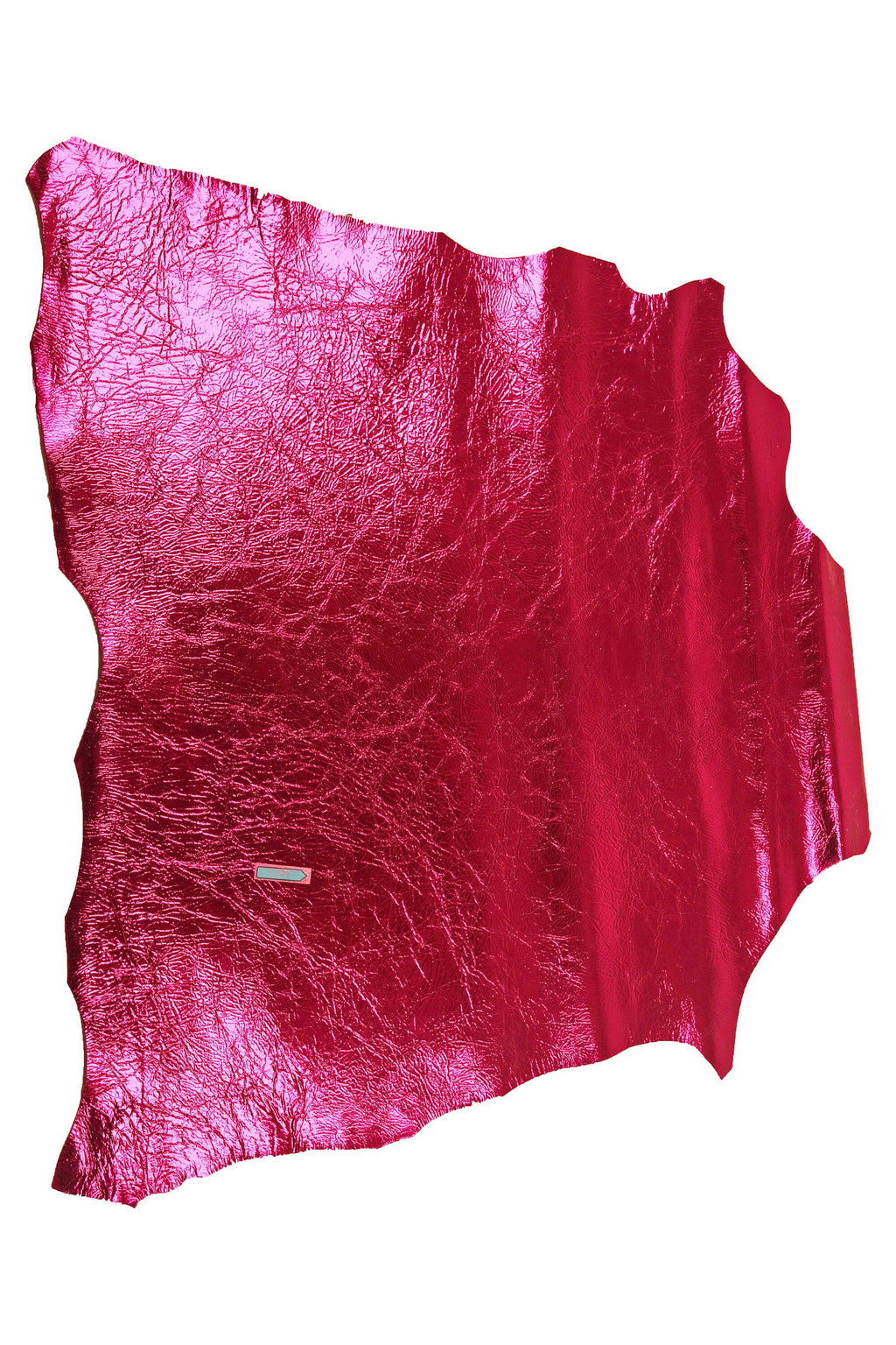 Metallic fuchsia lamb leather skin, crinkled shiny laminated leather finish, leather hide for creative surfaces B15328-MT La Garzarara