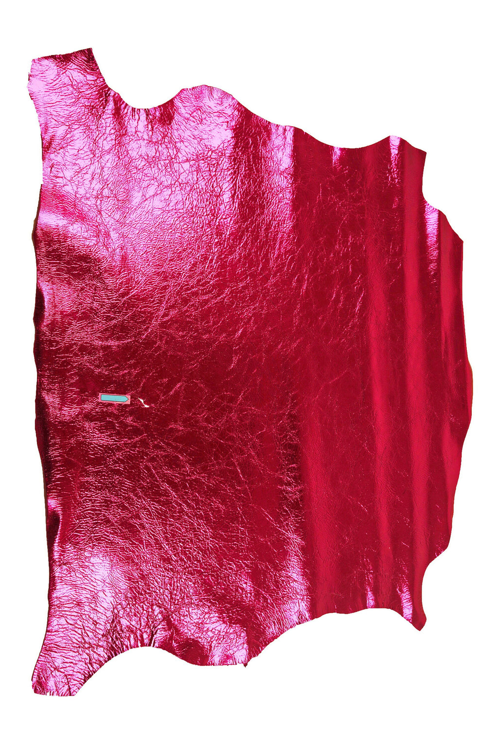 Metallic fuchsia lamb leather skin, crinkled shiny laminated leather finish, leather hide for creative surfaces B15328-MT La Garzarara