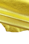 Gold YELLOW metallic leather hides, soft bright goatskin, slightly wrinkled skins 0.9-1.1 mm for crafters B15324-MT La Garzarara