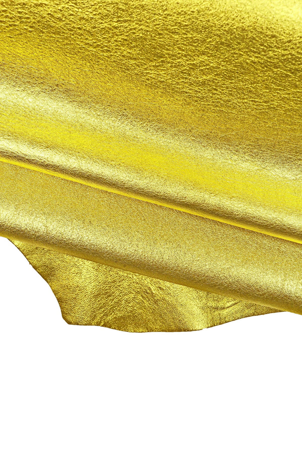 Gold YELLOW metallic leather hides, soft bright goatskin, slightly wrinkled skins 0.9-1.1 mm for crafters B15324-MT La Garzarara