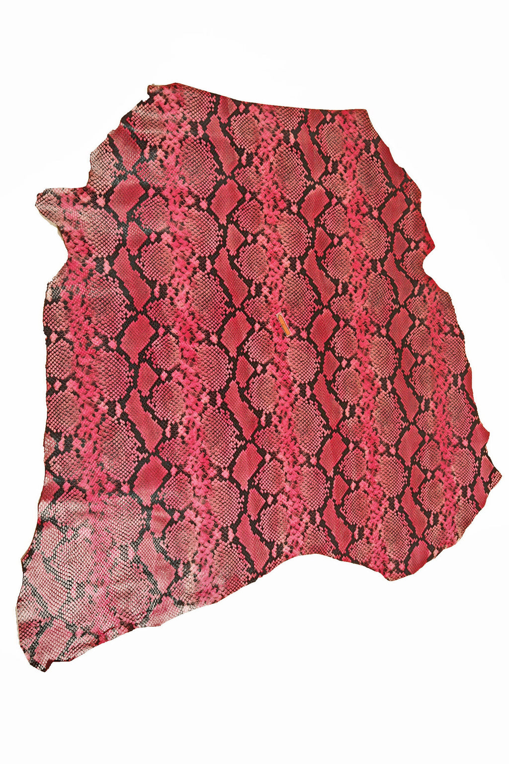 PINK PYTHON printed leather skin, fuchsia snake textured goatskin, glossy animal print reptile hide B15310-ST La Garzarara