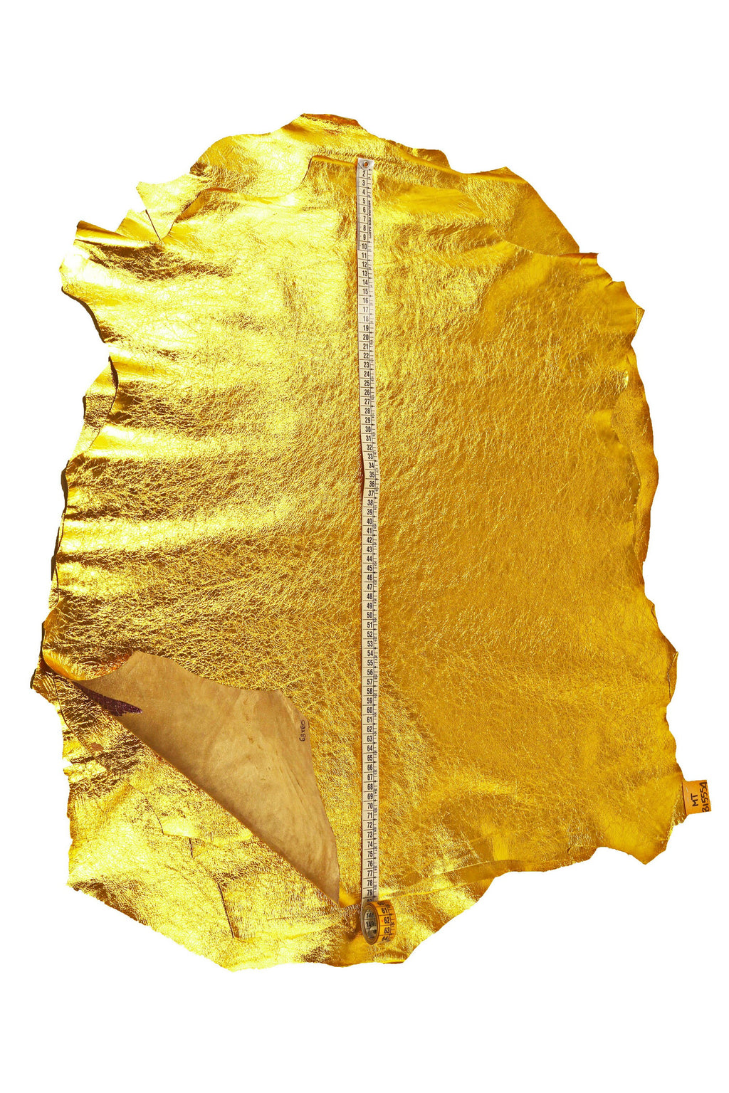 YELLOW metallic leather skin, wrinkled bright goatskin, soft gold glossy hide B15554-MT La Garzarara