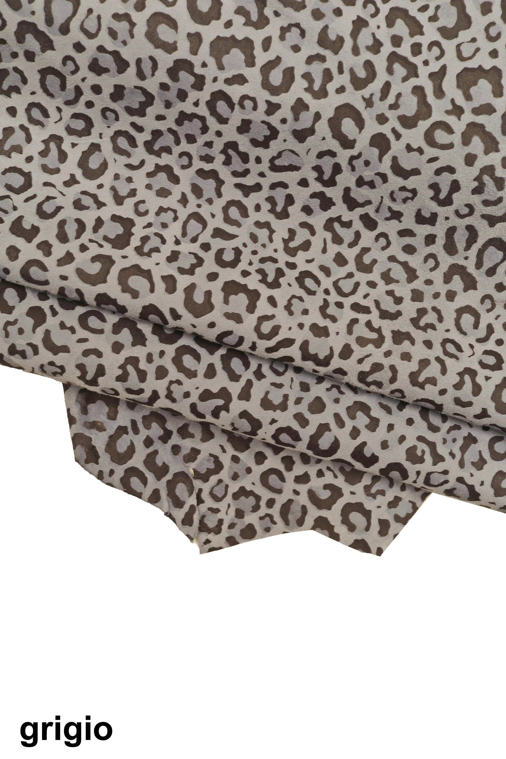 Luxurious Leopard and Cheetah Suede Skins, Smoky Grey with Lilac Accents, Premium Quality B15402-ST La Garzarara