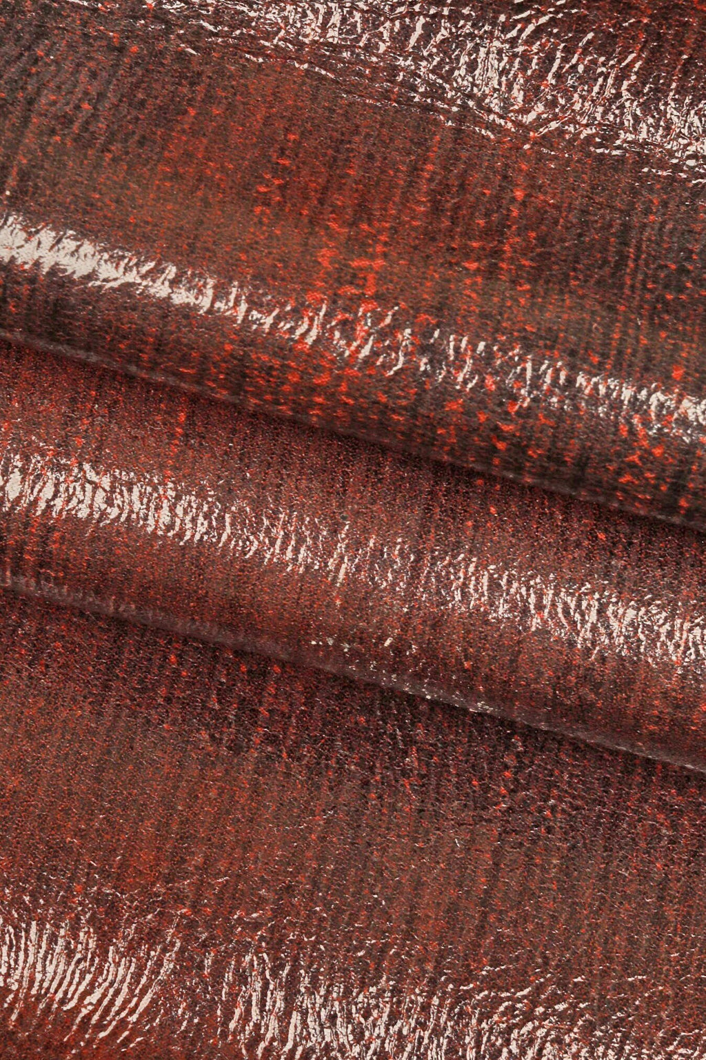 Glossy Black Red Leather Hide, Sporty Cowhide with Shades, Soft Vintage Calfskin B15507-VT La Garzarara