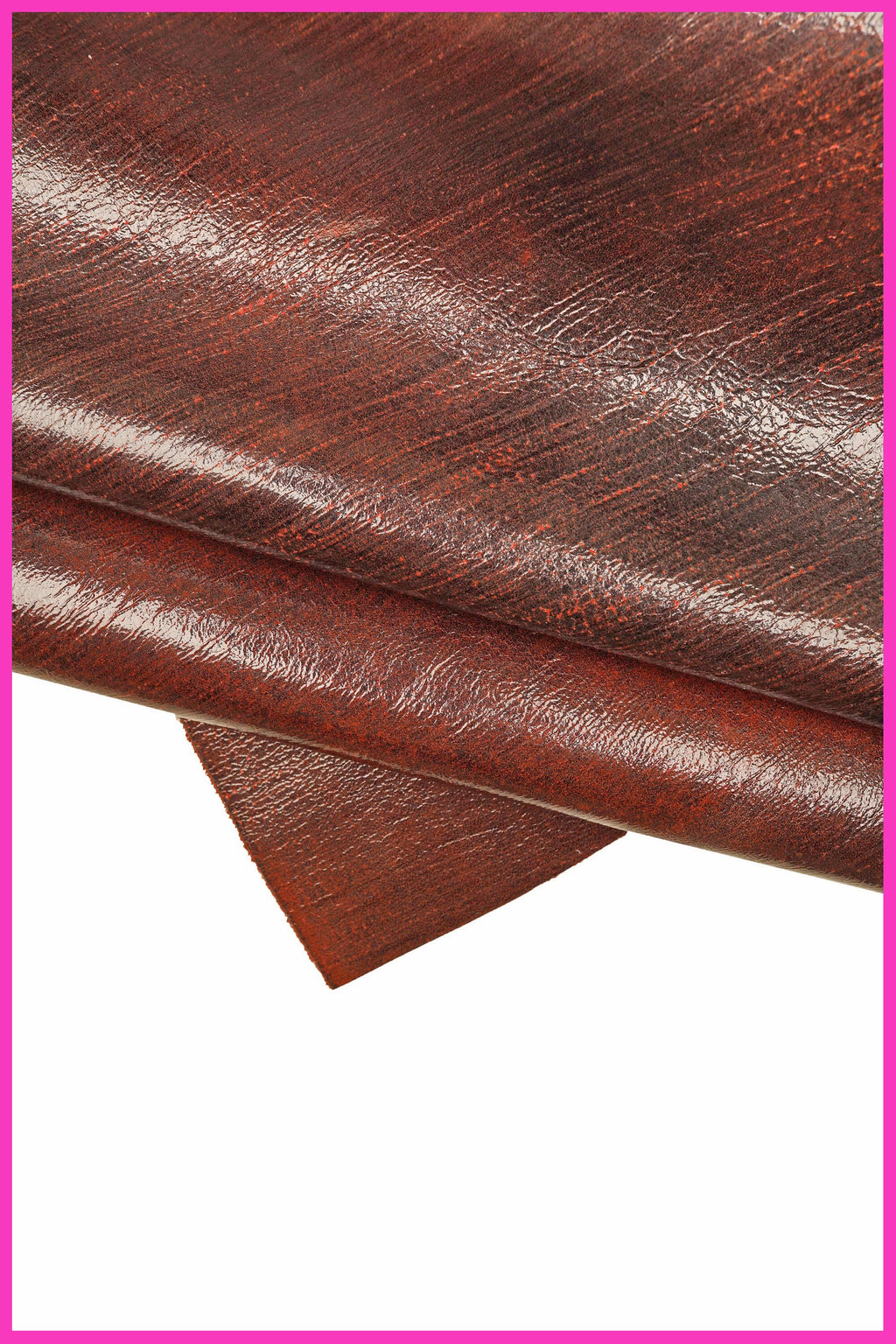 Glossy Black Red Leather Hide, Sporty Cowhide with Shades, Soft Vintage Calfskin B15507-VT La Garzarara