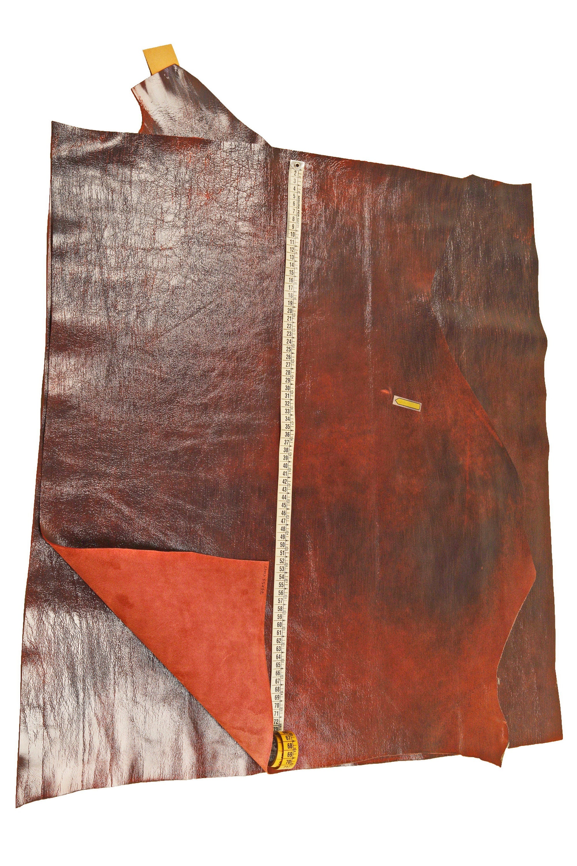 Glossy Black Red Leather Hide, Sporty Cowhide with Shades, Soft Vintage Calfskin B15507-VT La Garzarara