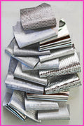 Metallic Silver Leather Remnants, Steel and Platinum Scraps, Shimmer Textured Offcuts for Earrings and Accessories B1350-RC La Garzarara