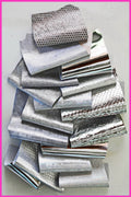 Metallic Silver Leather Remnants, Steel and Platinum Scraps, Shimmer Textured Offcuts for Earrings and Accessories B1350-RC La Garzarara