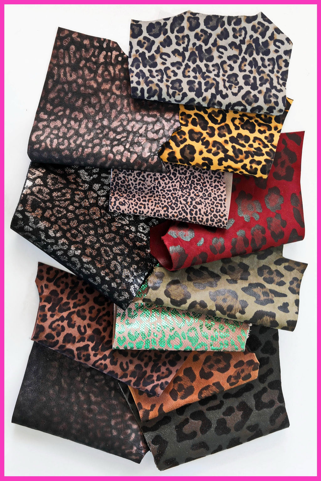 Leopard Leather Scraps, Mixed Animal Print Offcuts, Assorted Cheetah Spotted Patterns for Earrings and Creative B1450-RC La Garzarara