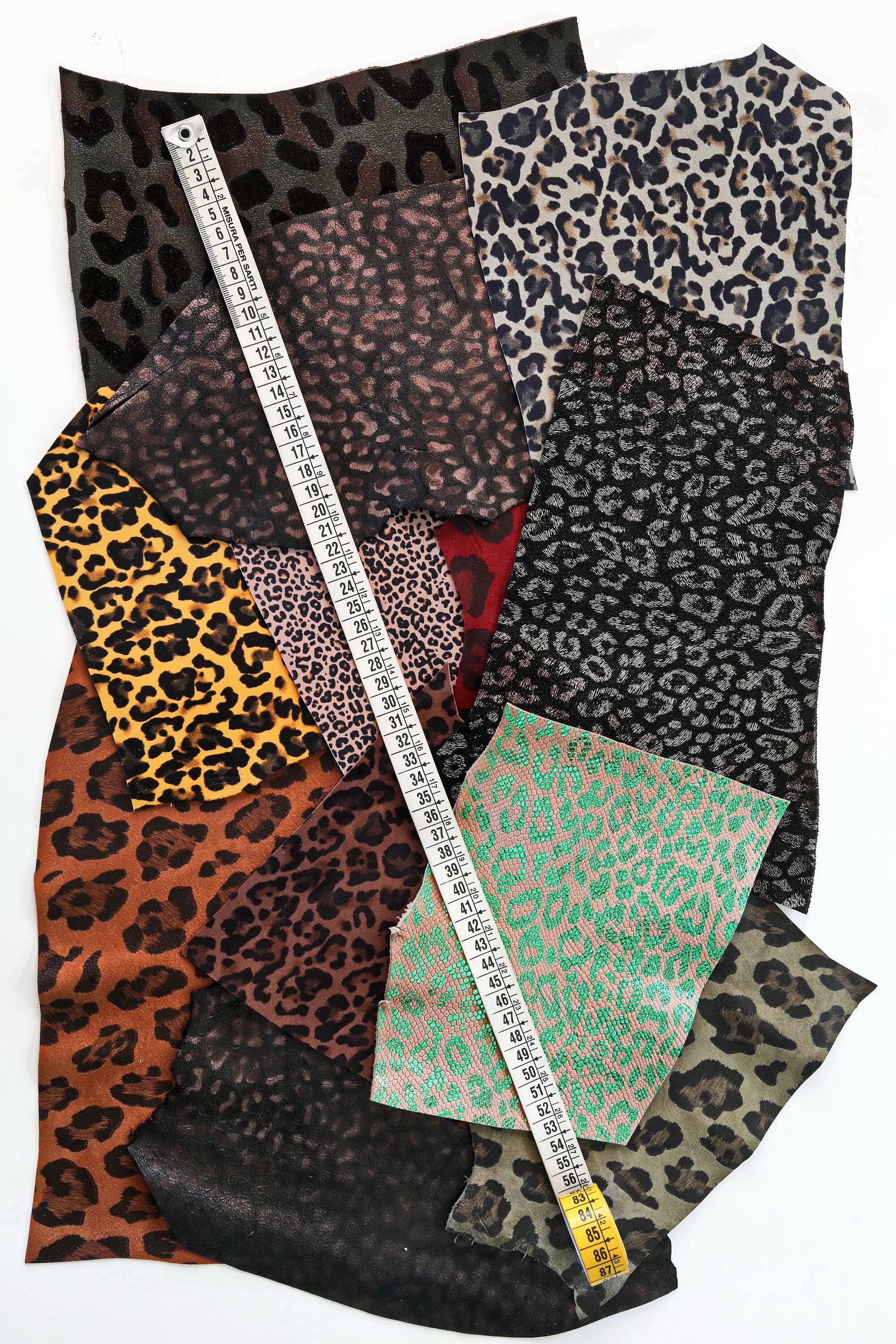 Leopard Leather Scraps, Mixed Animal Print Offcuts, Assorted Cheetah Spotted Patterns for Earrings and Creative B1450-RC La Garzarara