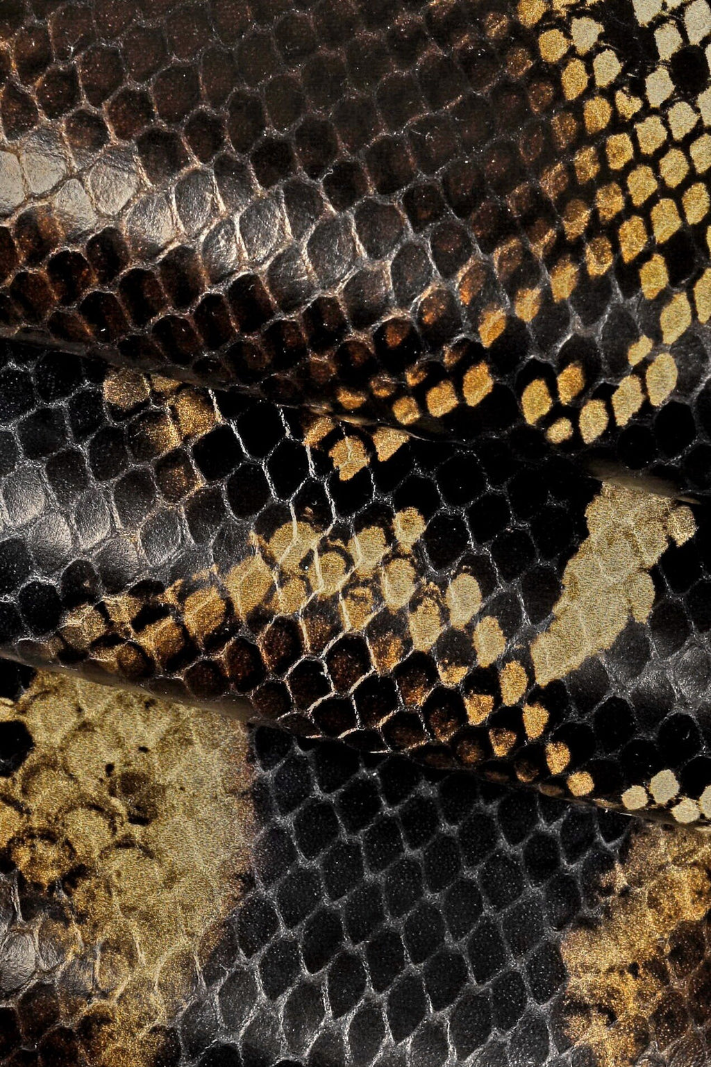 PYTHON textured LEATHER hide, blue brown beige glossy reptile printed cowhide, snake pattern on soft calfskin B15558-STLa Garzarara