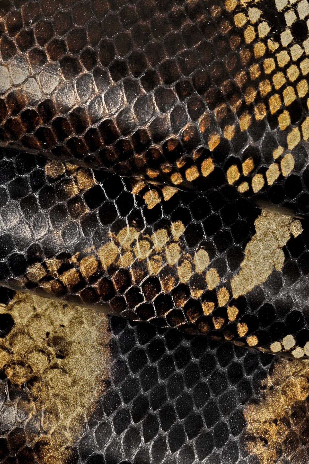 PYTHON textured LEATHER hide, blue brown beige glossy reptile printed cowhide, snake pattern on soft calfskin B15558-STLa Garzarara
