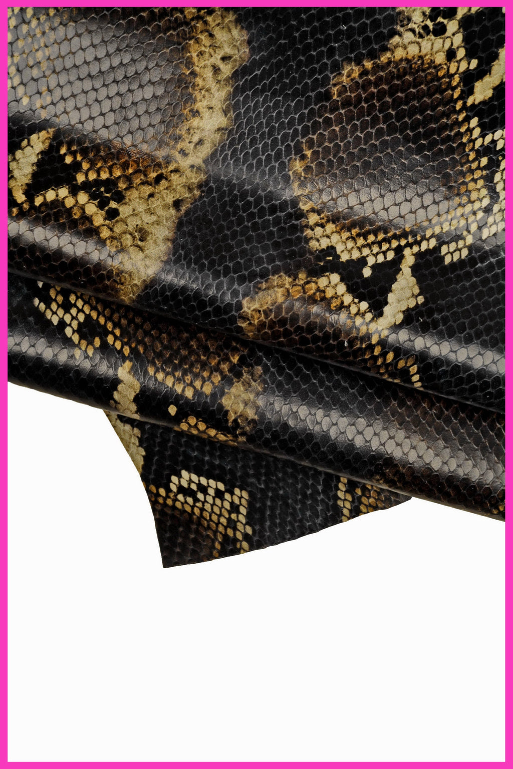 PYTHON textured LEATHER hide, blue brown beige glossy reptile printed cowhide, snake pattern on soft calfskin B15558-STLa Garzarara