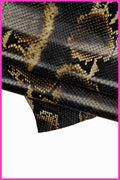 PYTHON textured LEATHER hide, blue brown beige glossy reptile printed cowhide, snake pattern on soft calfskin B15558-STLa Garzarara