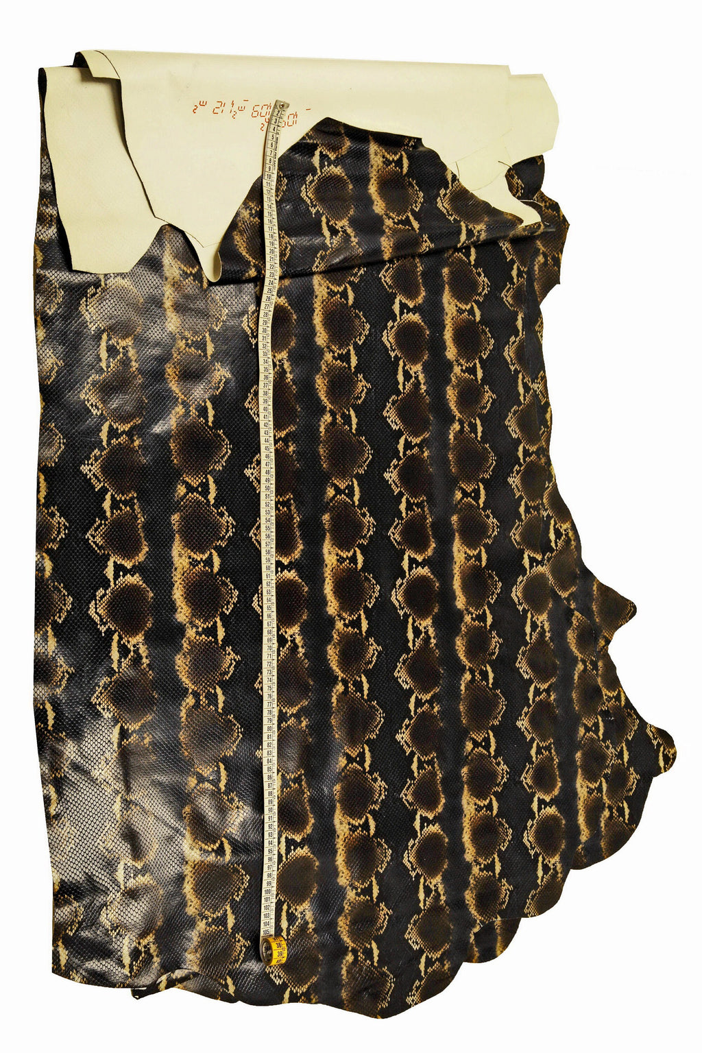PYTHON textured LEATHER hide, blue brown beige glossy reptile printed cowhide, snake pattern on soft calfskin B15558-STLa Garzarara