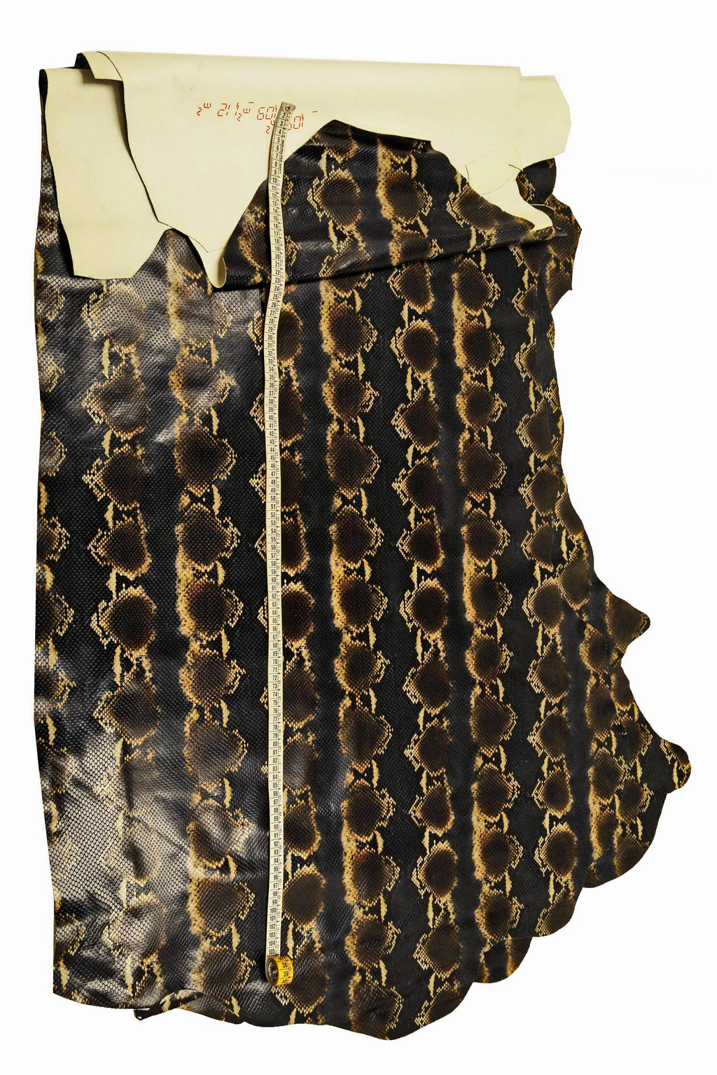 PYTHON textured LEATHER hide, blue brown beige glossy reptile printed cowhide, snake pattern on soft calfskin B15558-STLa Garzarara