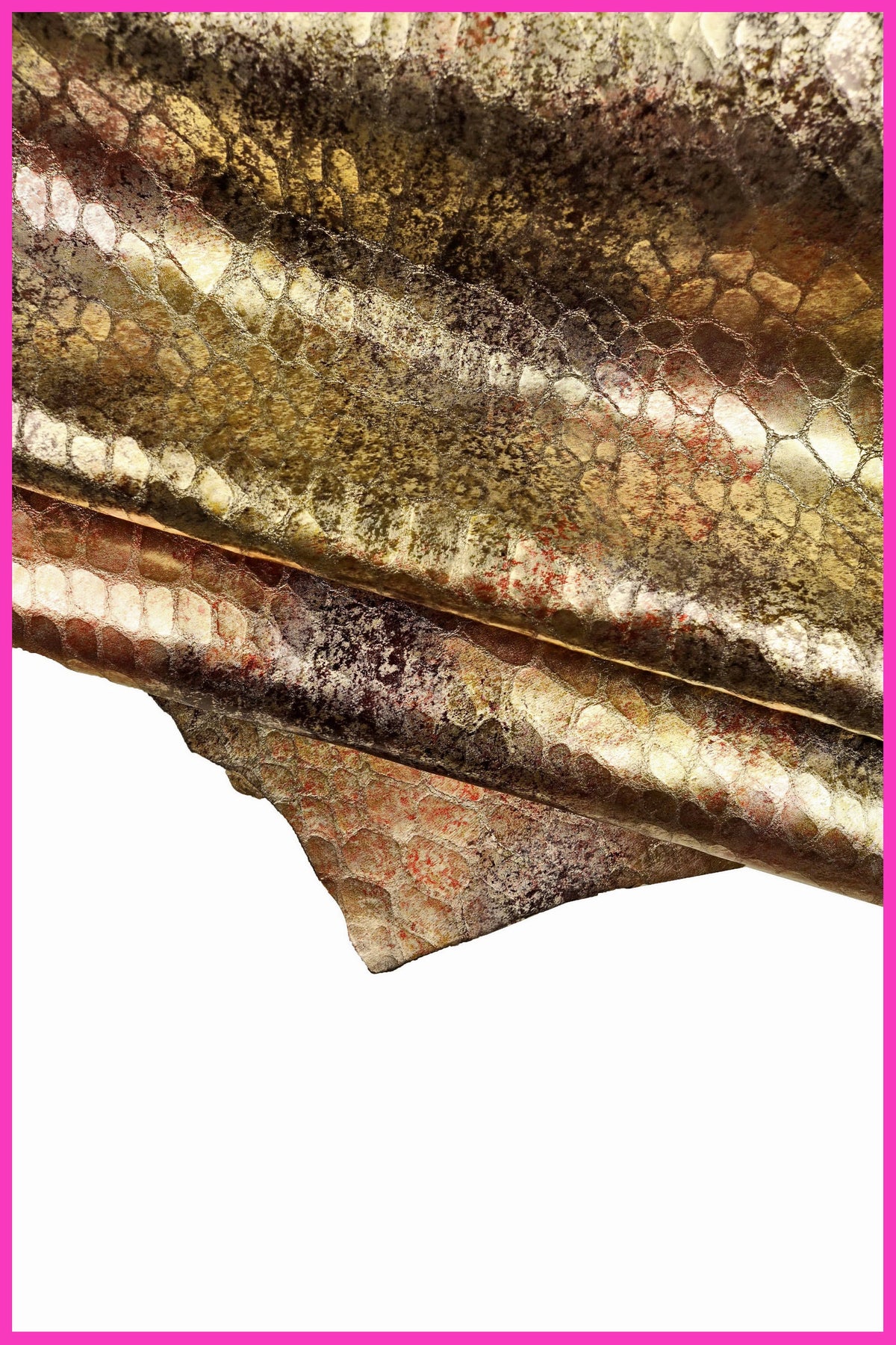 Multicolor CROCODILE printed leather skin, metallic animal print goatskin, glossy stiff hide B15583-MT(ST)