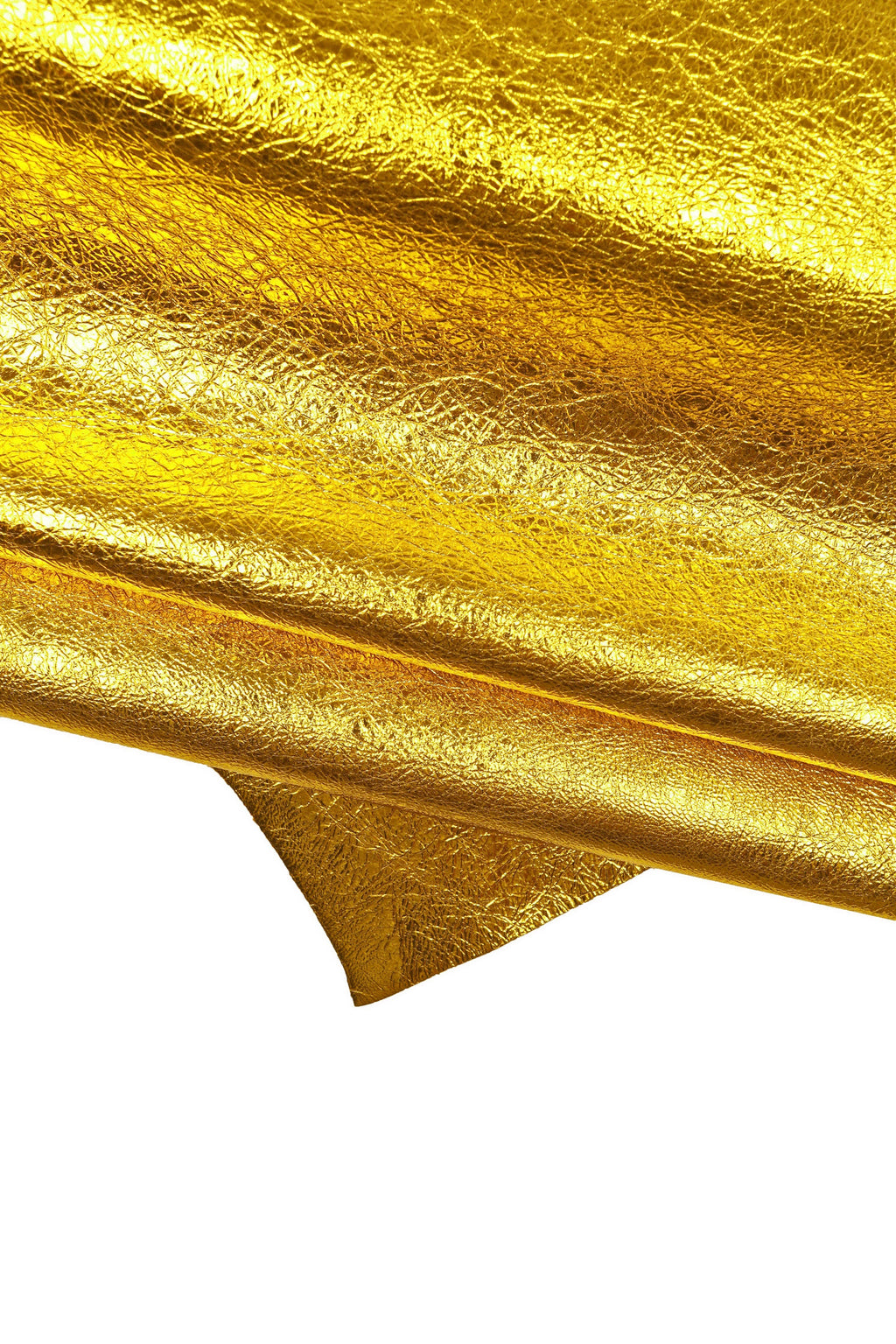 YELLOW metallic leather skin, wrinkled bright goatskin, soft gold glossy hide B15554-MT La Garzarara