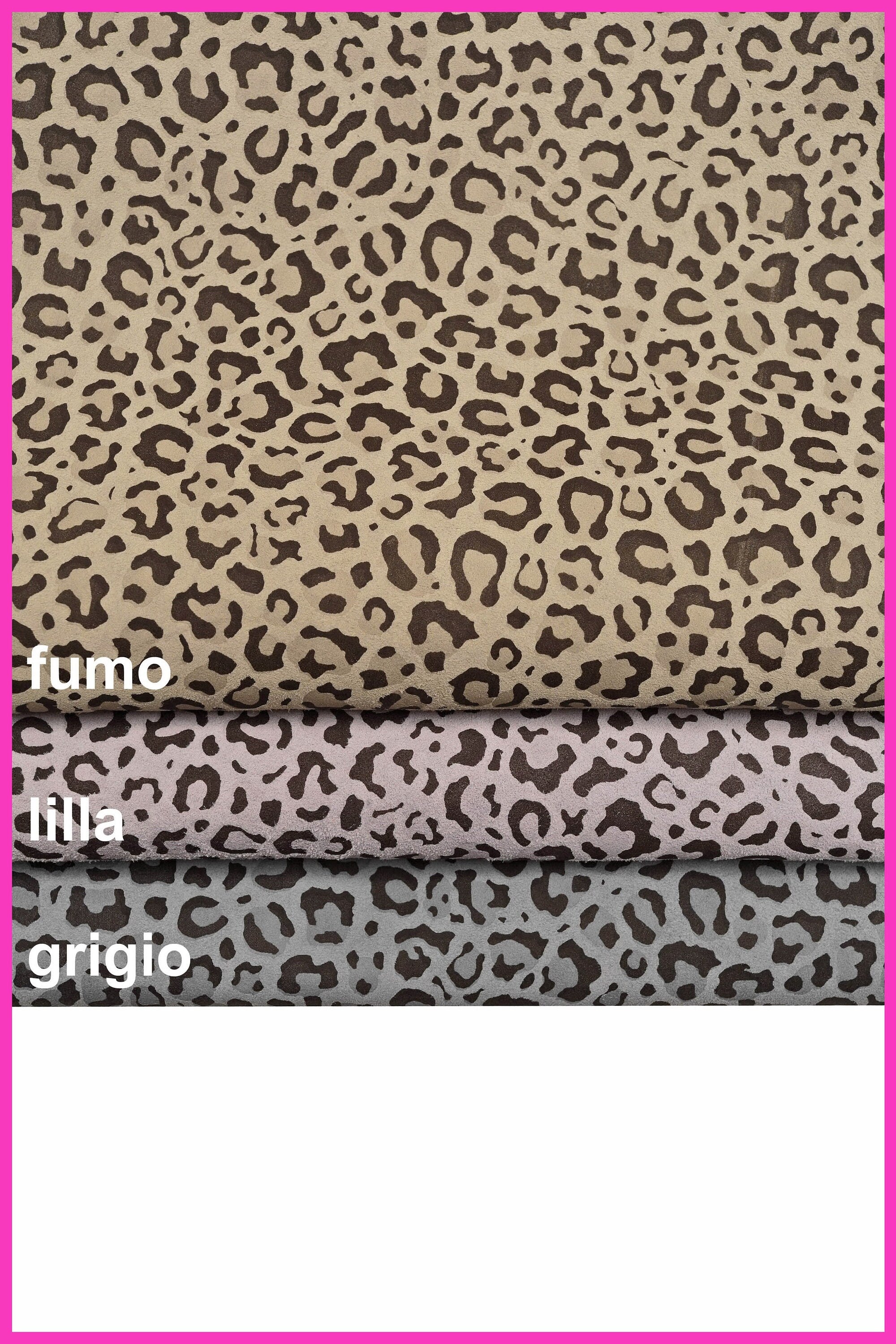 Luxurious Leopard and Cheetah Suede Skins, Smoky Grey with Lilac Accents, Premium Quality B15402-ST La Garzarara