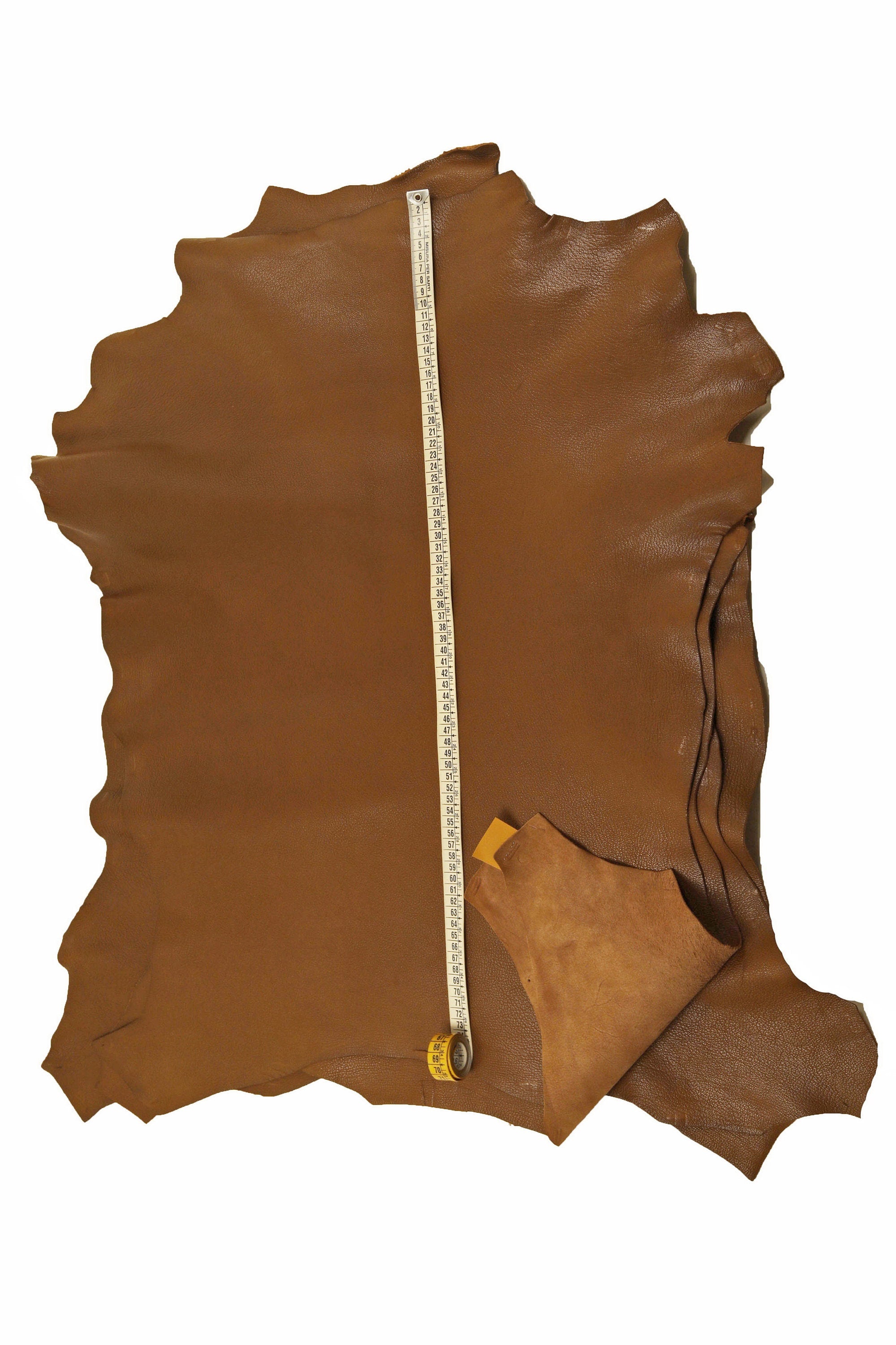 Soft dark brown grained goatskin leather SKIN hide, glossy fine grain goat leather for bags and accessories, B15766-TU La Garzarara