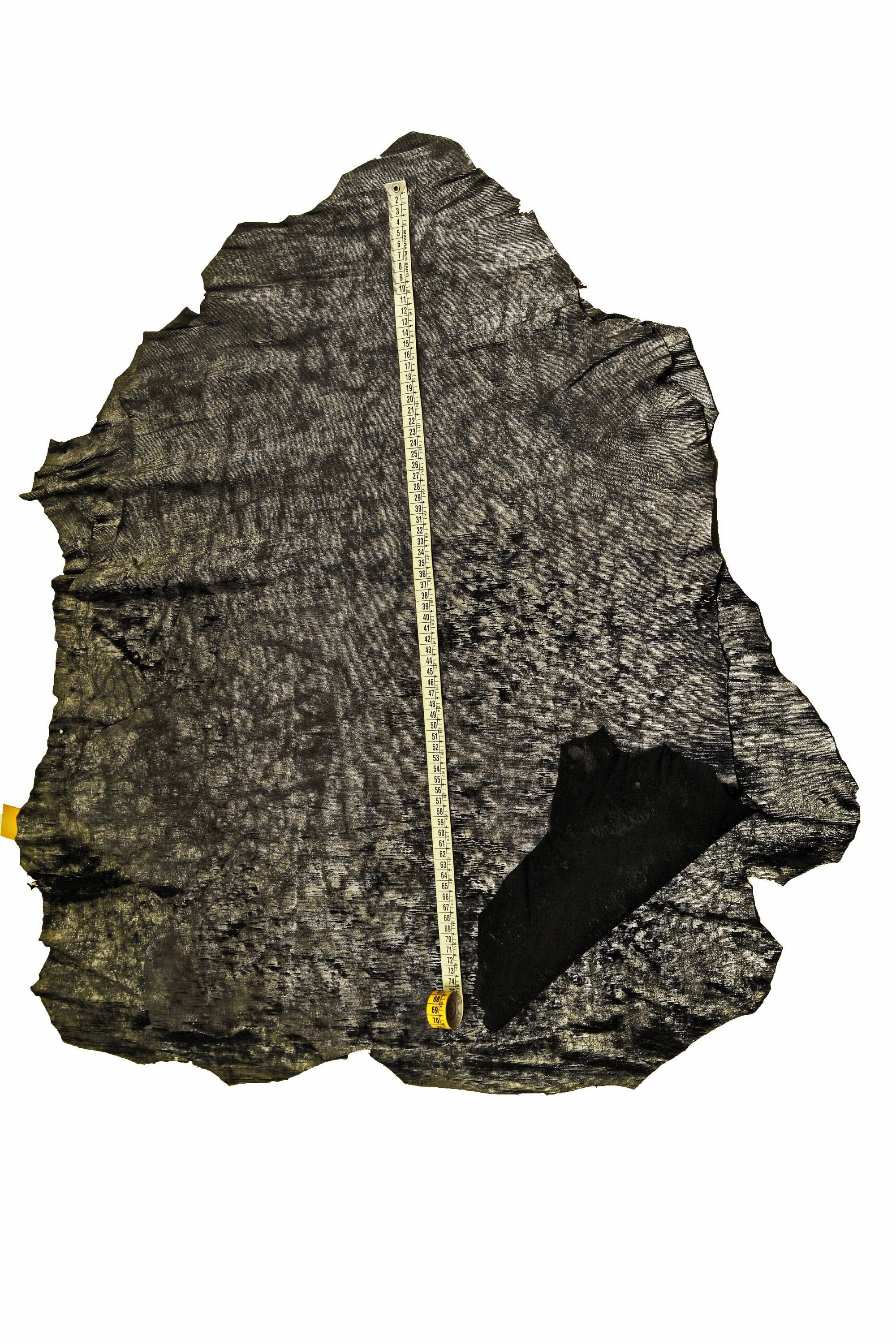 Black grey distressed leather skin, dark grey carved metallic vintage goatskin, laser print charcoal grey aged hide B15742-MT(ST)LaGarzarara