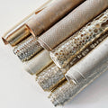 Light gold Leather renmants leather, PLATINUM mixed offcuts, assorted leather scraps and sheets solid and printed 500g B1400 RC Garzarara