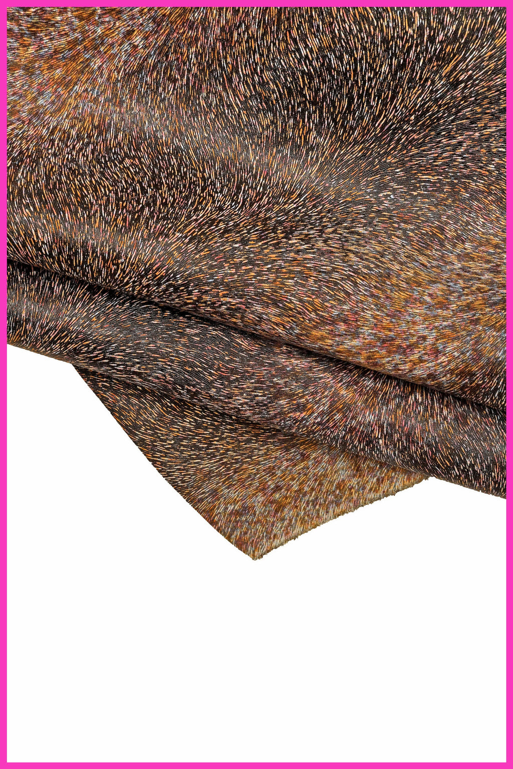 MULTICOLOR hair on print leather hide, animal print colored cowhide, pony textured matt calfskin medium softness B15517-ST La Garzarara