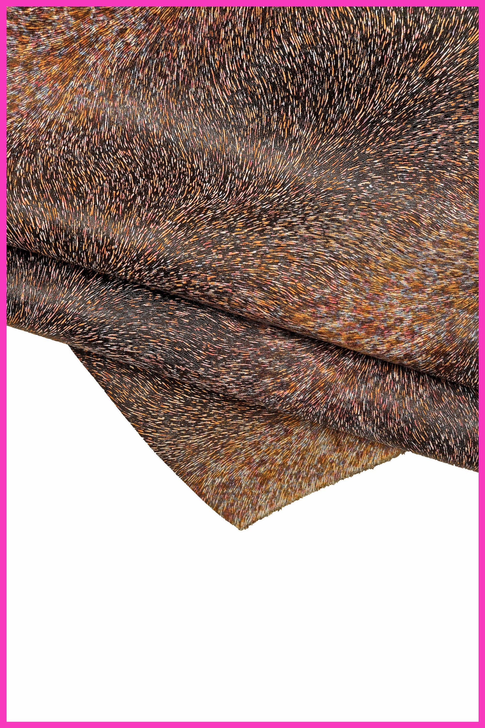 MULTICOLOR hair on print leather hide, animal print colored cowhide, pony textured matt calfskin medium softness B15517-ST La Garzarara