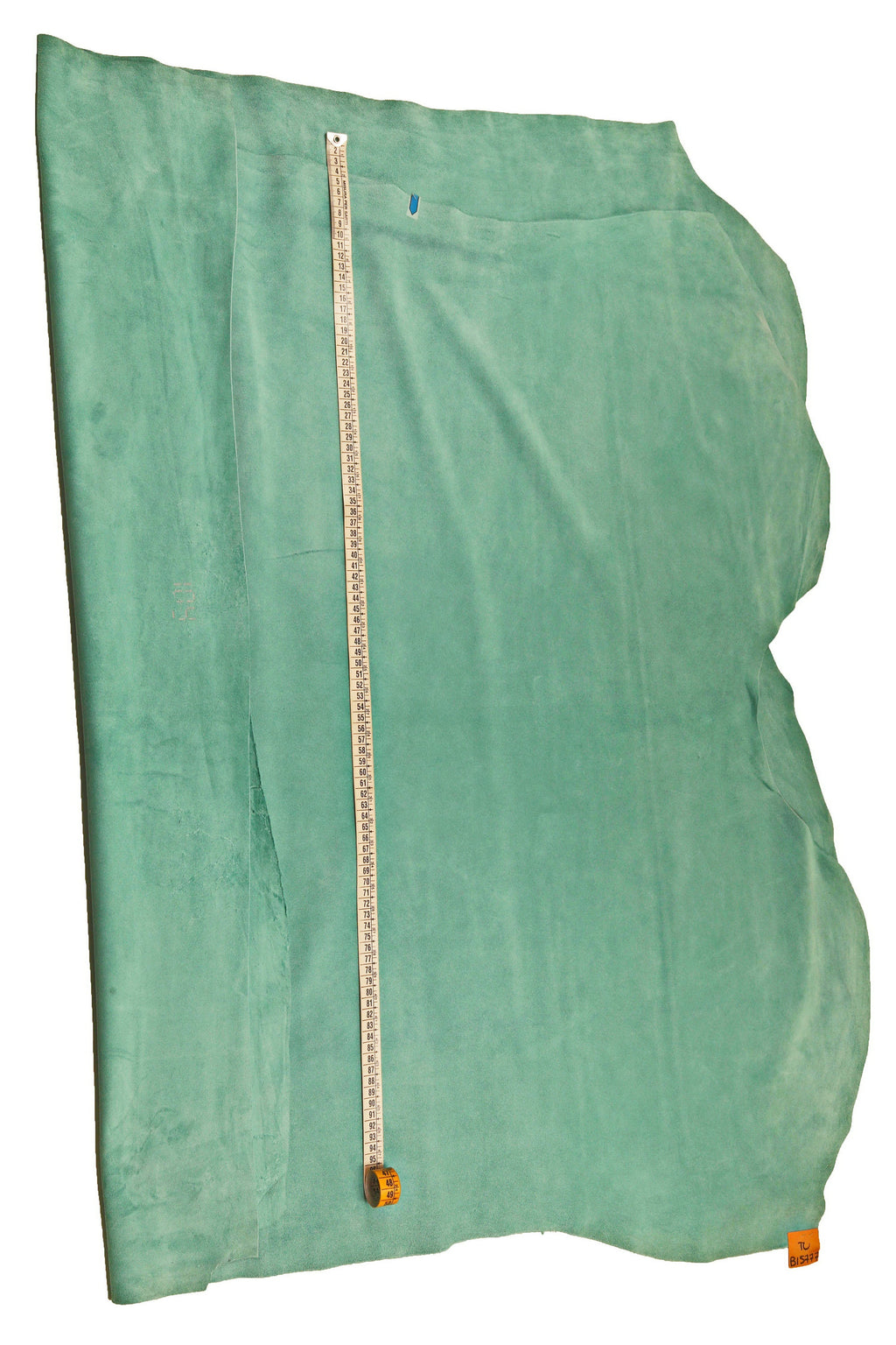 Emerald suede leather hide, aquamarine suede textured cowhide, aqua green skin B15777-TU La Garzarara