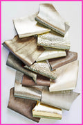 Champagne Gold Leather Scraps, Metallic Foil Offcuts, Light gold Printed Shimmer Platinum Pieces Creative B1390-RC La Garzarara