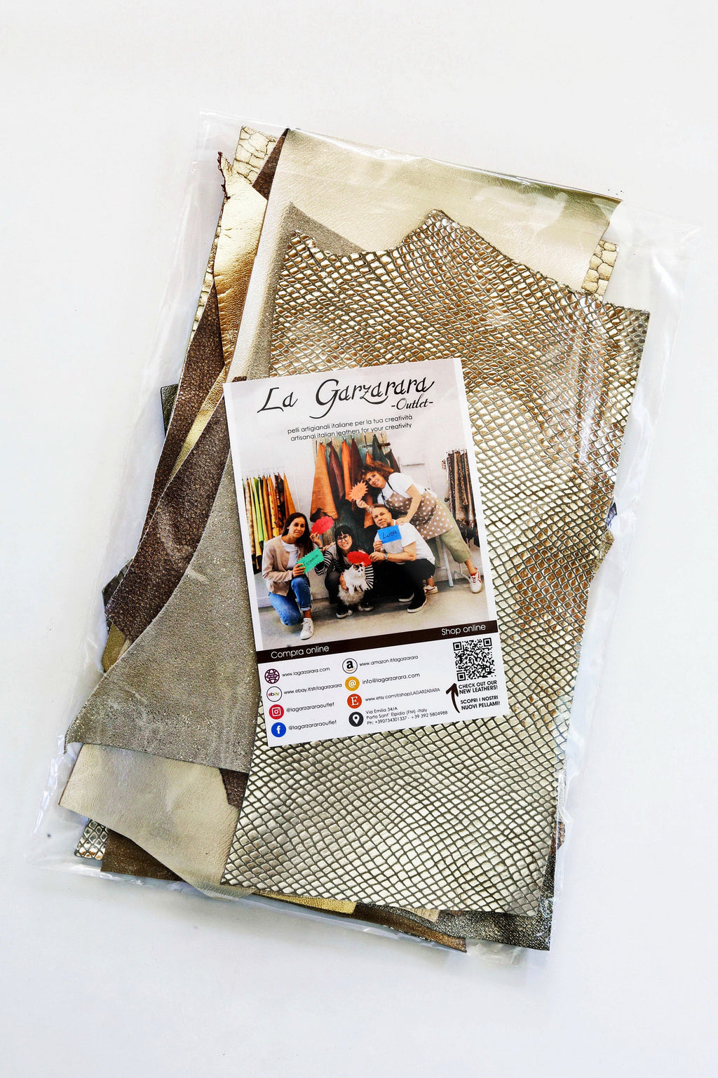 Champagne Gold Leather Scraps, Metallic Foil Offcuts, Light gold Printed Shimmer Platinum Pieces Creative B1390-RC La Garzarara
