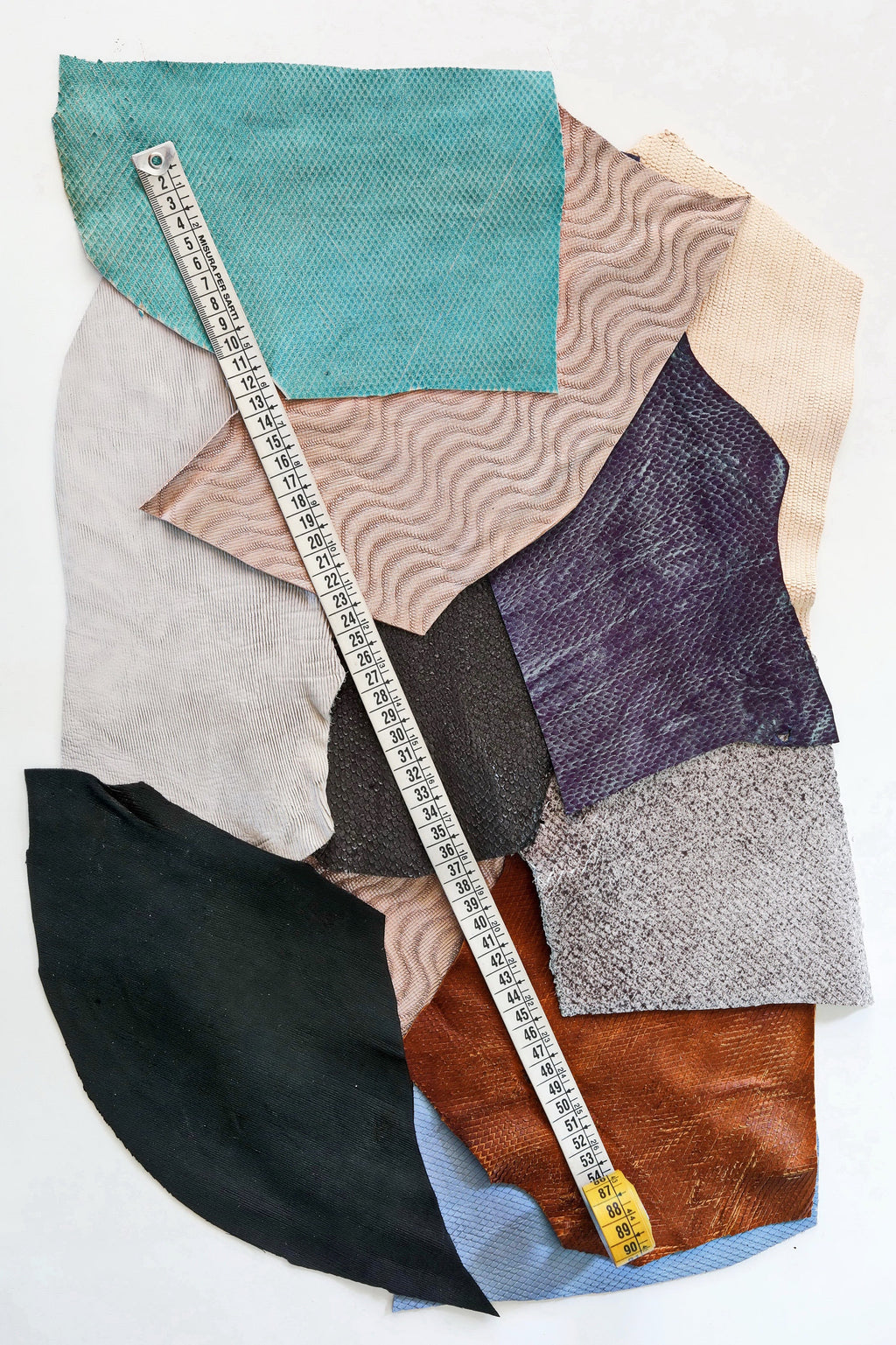 Textured Leather Pieces, Raised Engraved Pieces, Assorted Relief Patterns Scraps and Special Finishes Remnants B1510-RC La Garzarara