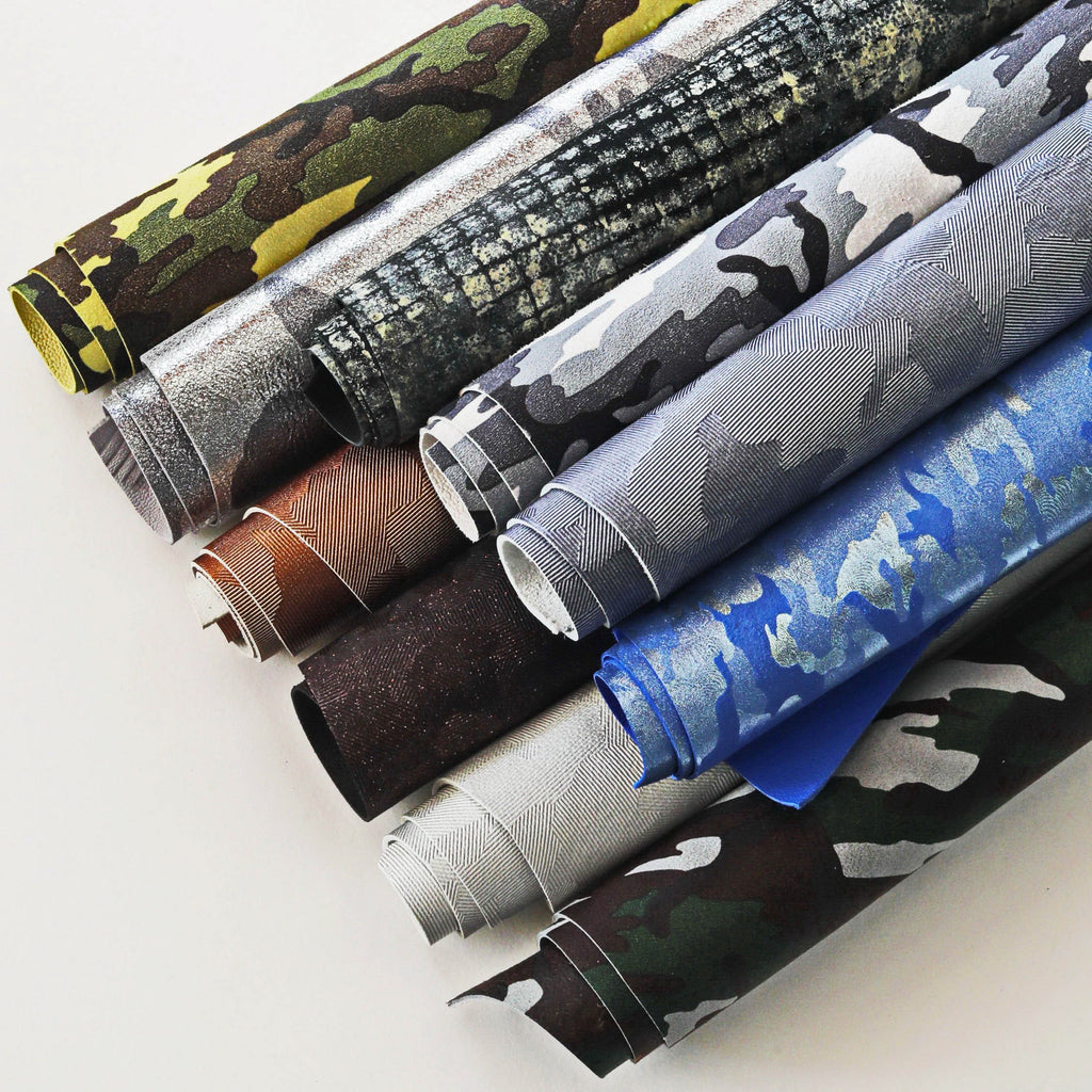 Camo Leather scraps, military pattern renmants leather, random camouflage pieces for small projects accessories 0.5 kg B1480-RC La Garzarara