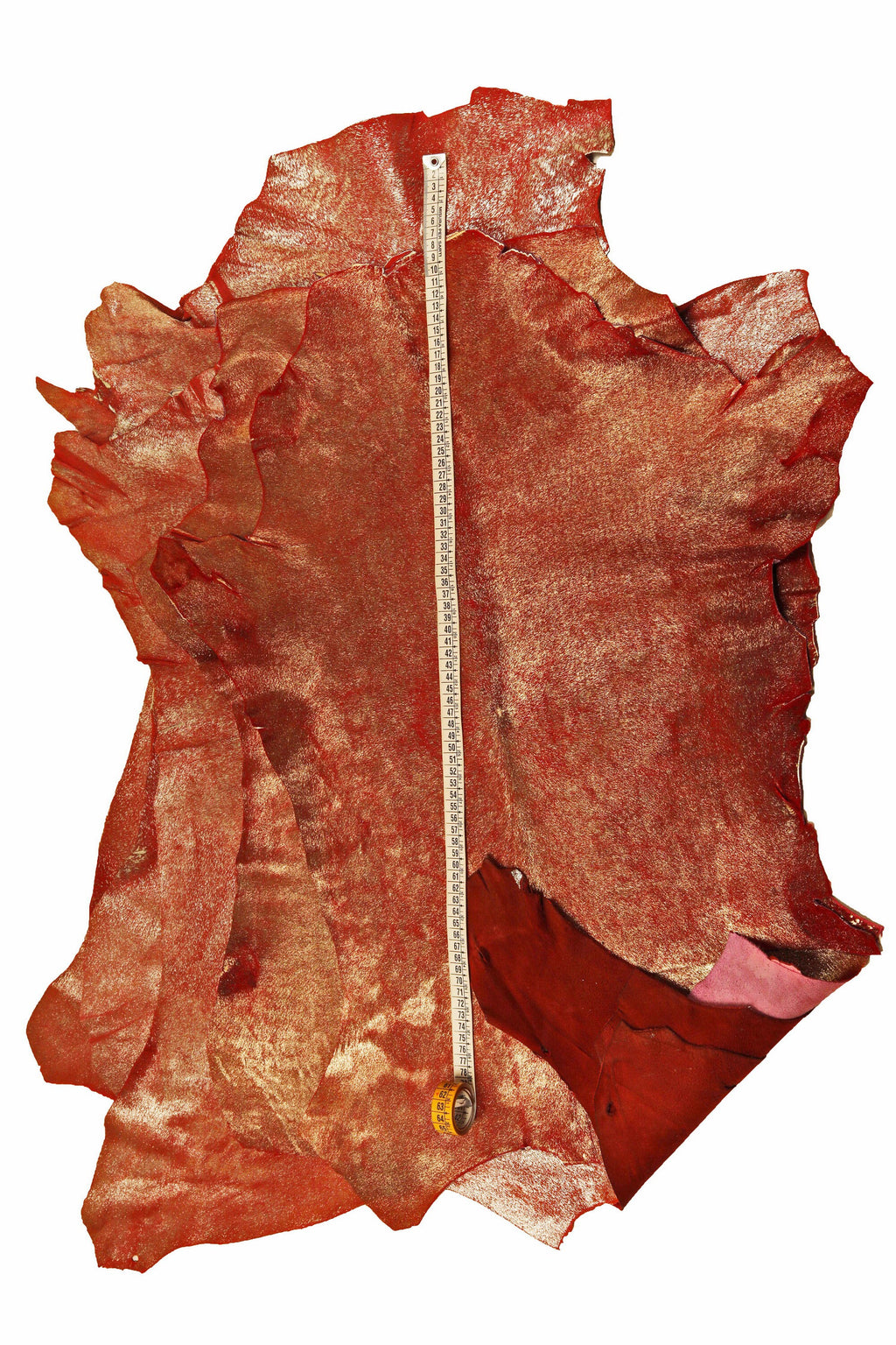 RED metallic hair on leather hide, soft pony calf skin B15637-CV La Garzarara