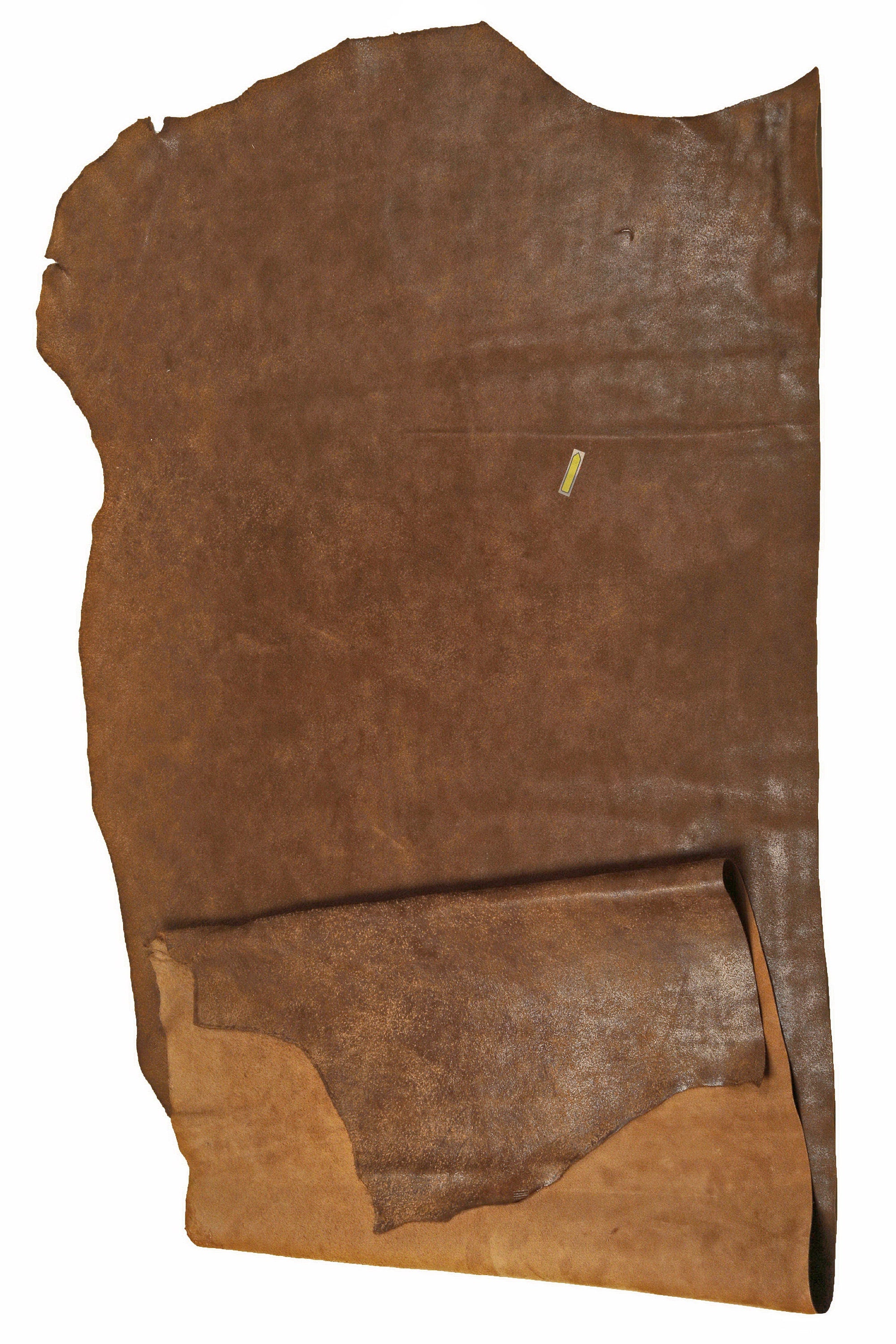 Distressed suede leather hide, brown veg tanned sporty cowhide, soft thick calfskin, 1.2-1.4 mm B15597-VT La Garzarara