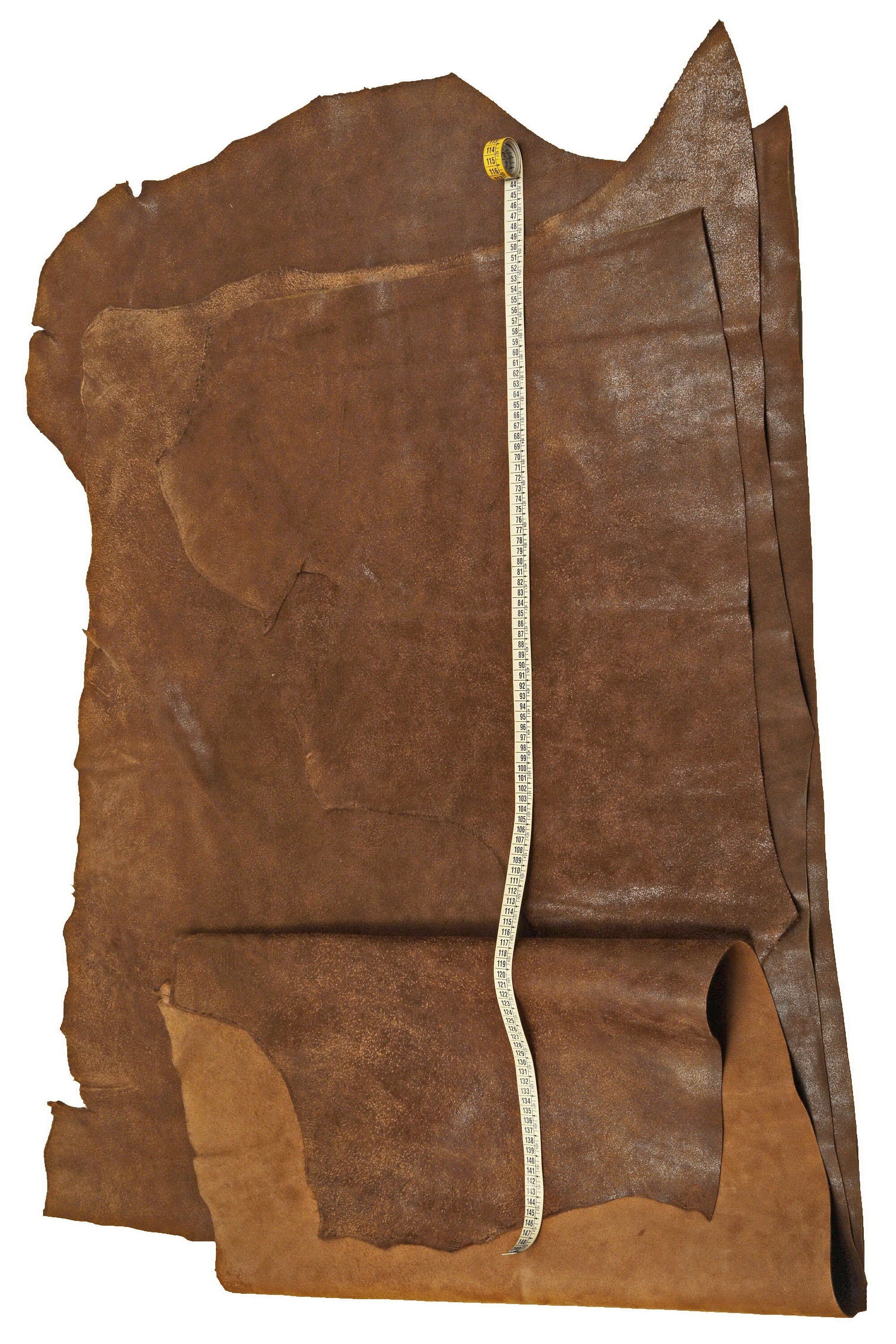 Distressed suede leather hide, brown veg tanned sporty cowhide, soft thick calfskin, 1.2-1.4 mm B15597-VT La Garzarara
