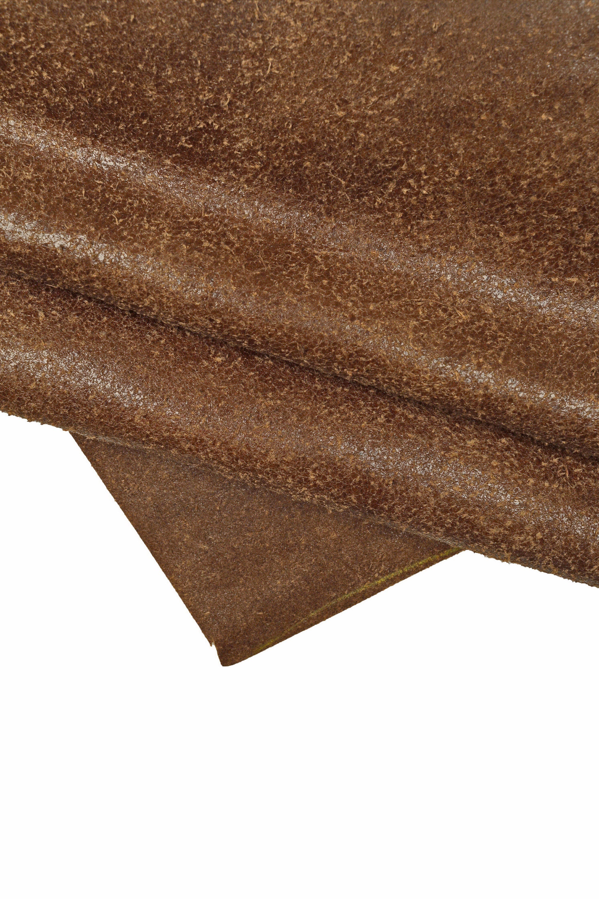 Distressed suede leather hide, brown veg tanned sporty cowhide, soft thick calfskin, 1.2-1.4 mm B15597-VT La Garzarara
