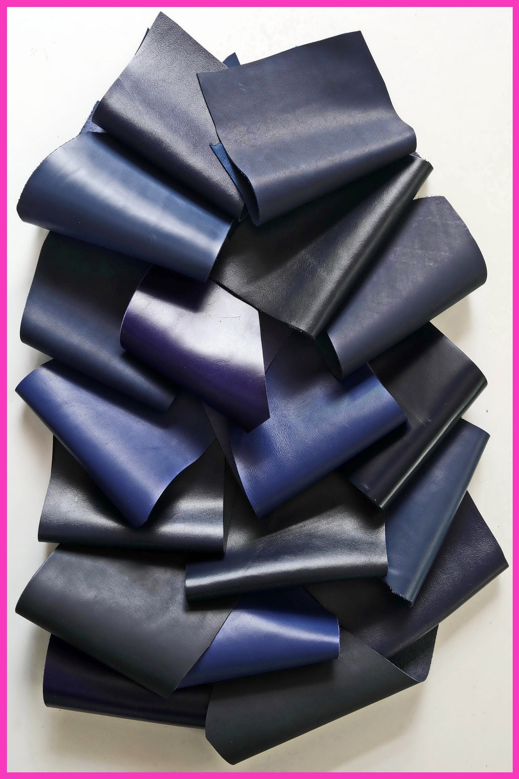Blue SMOOTH calf SCRAPS bag, solid color different tones of blue, softness and finishings various thickness 1.0 to 1.3 mm(2-3 oz) B116