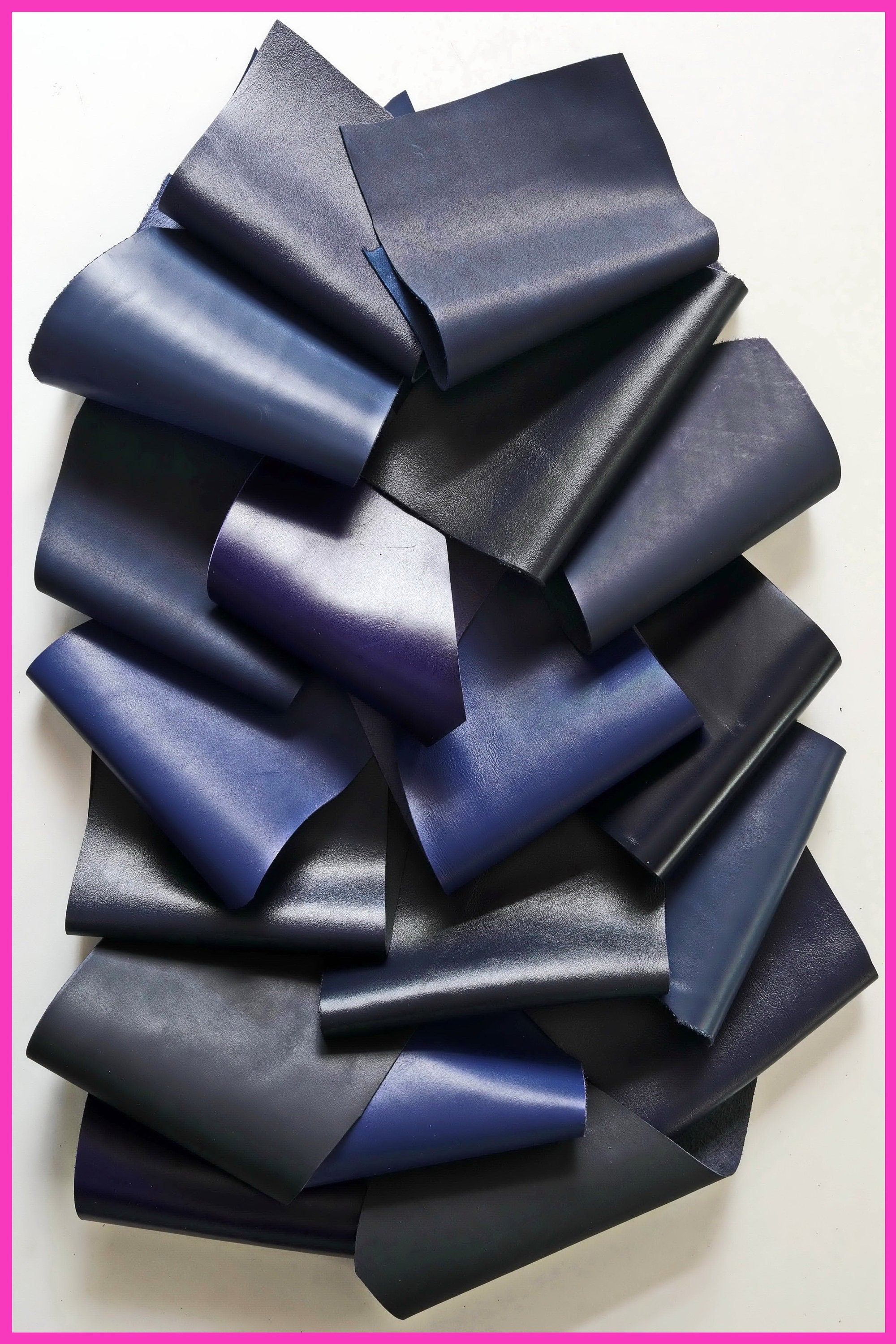Blue SMOOTH calf SCRAPS bag, solid color different tones of blue, softness and finishings various thickness 1.0 to 1.3 mm(2-3 oz) B116