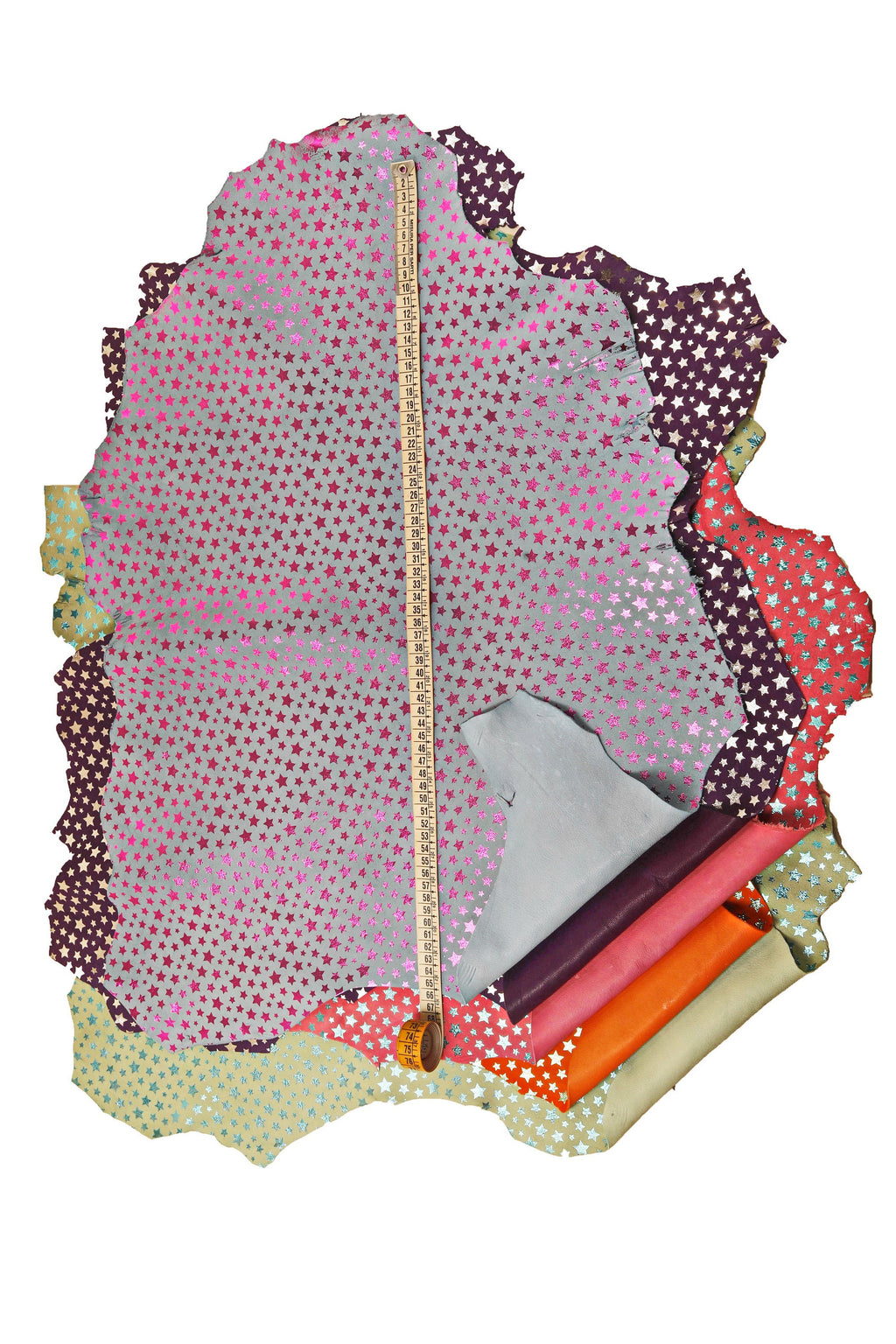 STAR textured suede skins, metallic printed leather skin, soft metallic pattern on hide, 5 colors available B15913-MT(ST)