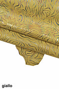 Holographic textured leather skin, gasoline ZEBRA - like printon suede goatskin, soft bright sparkling skin B15914-MT(st) La Garzarara