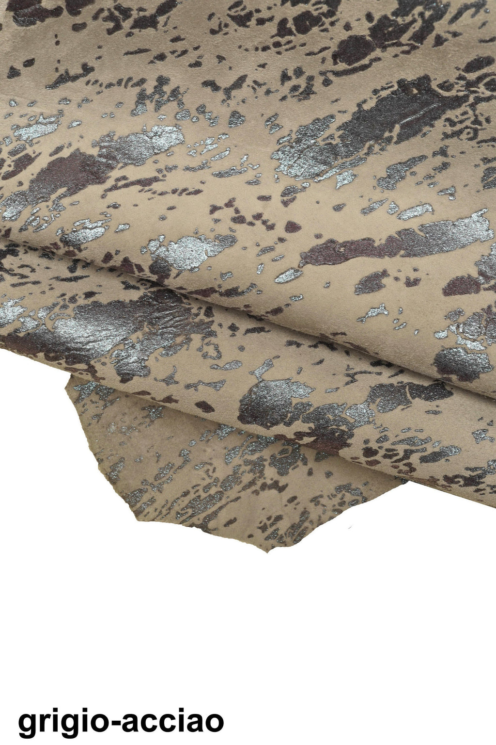 Printed SUEDE goatskin, gliitered spalsh print on leather skin, soft hide with abstract print B15844-MT(ST) La Garzarara