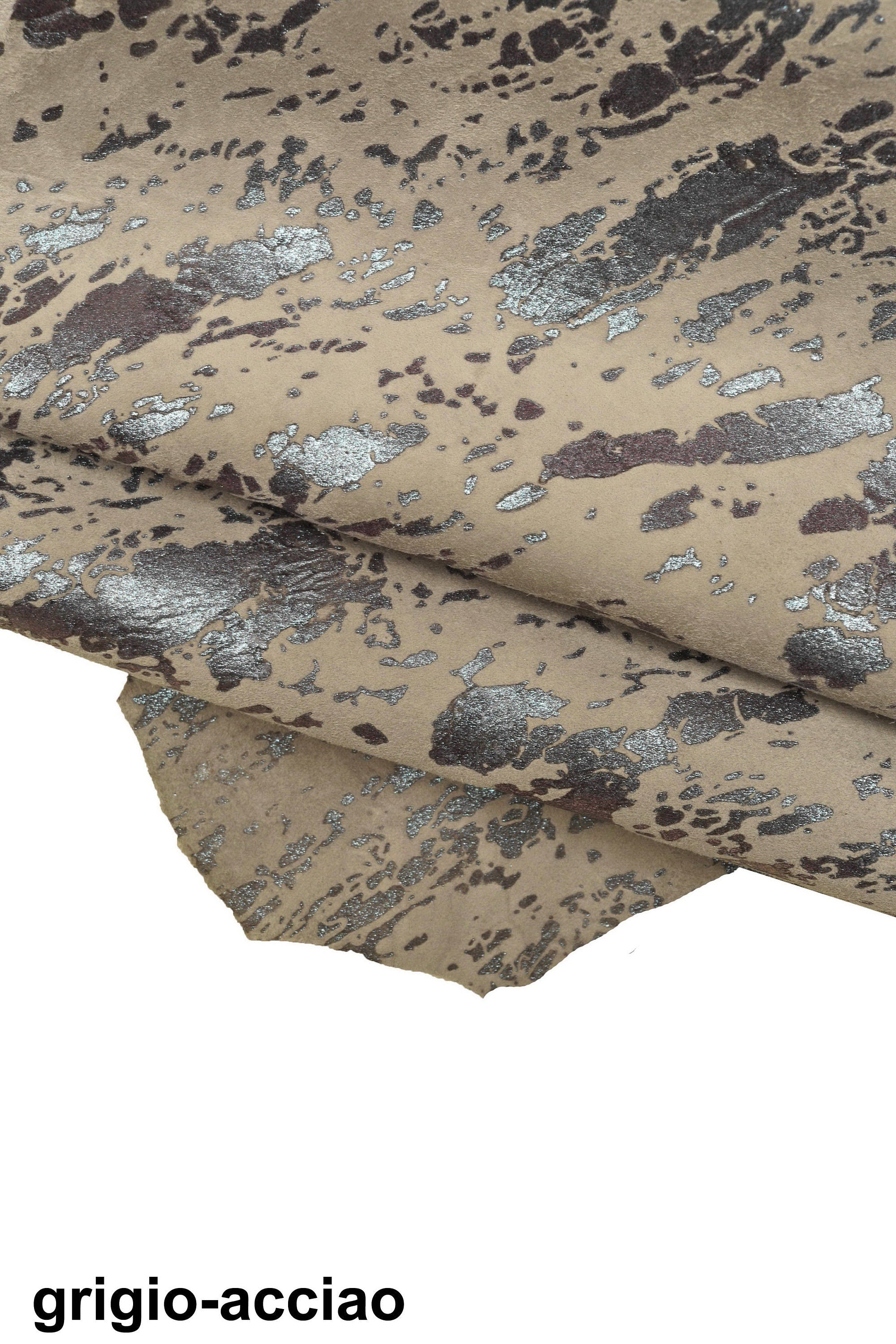 Printed SUEDE goatskin, gliitered spalsh print on leather skin, soft hide with abstract print B15844-MT(ST) La Garzarara