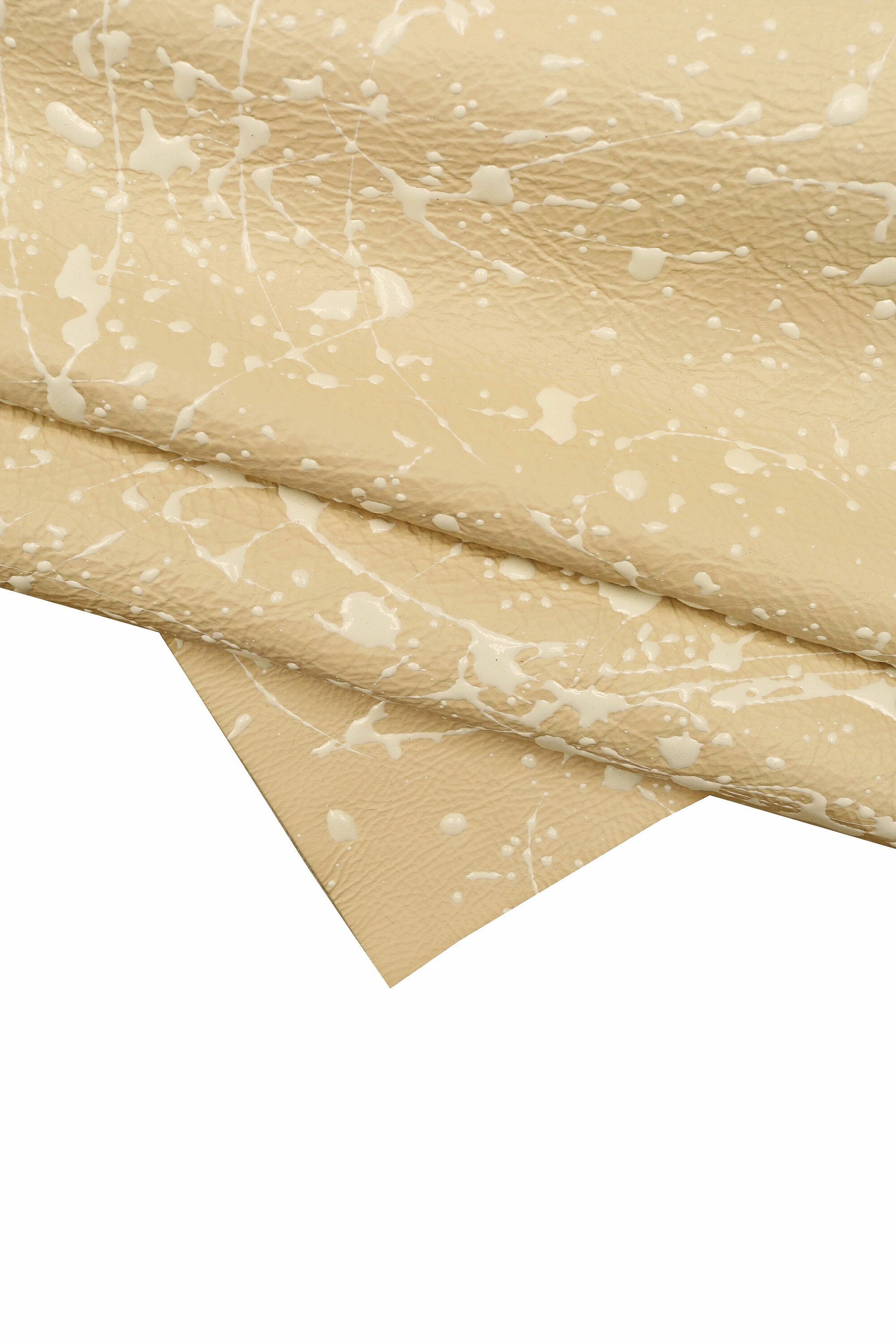 Unique Beige & White Splash Leather – Sporty Printed Calfskin for Crafting B15786-ST La Garzarara