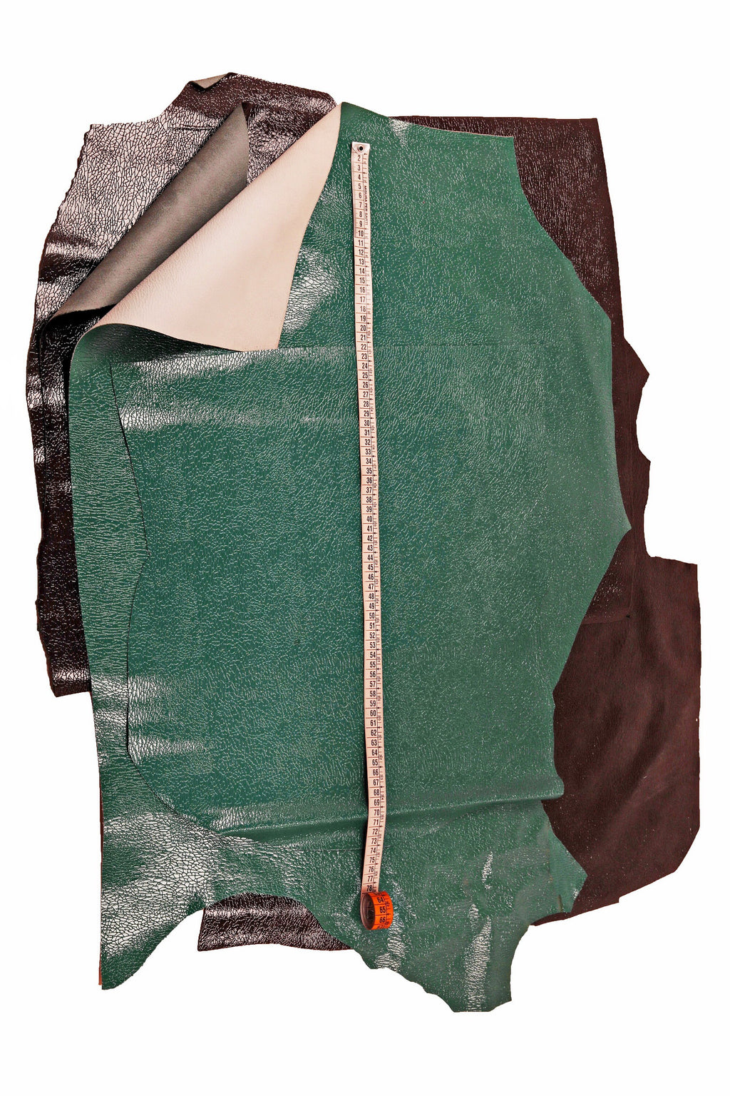 Petroleum green and dark grey PATENT leather hide, crackle like printed cowhide, glossy calfskin, medium softness B15875-ST La Garzarara