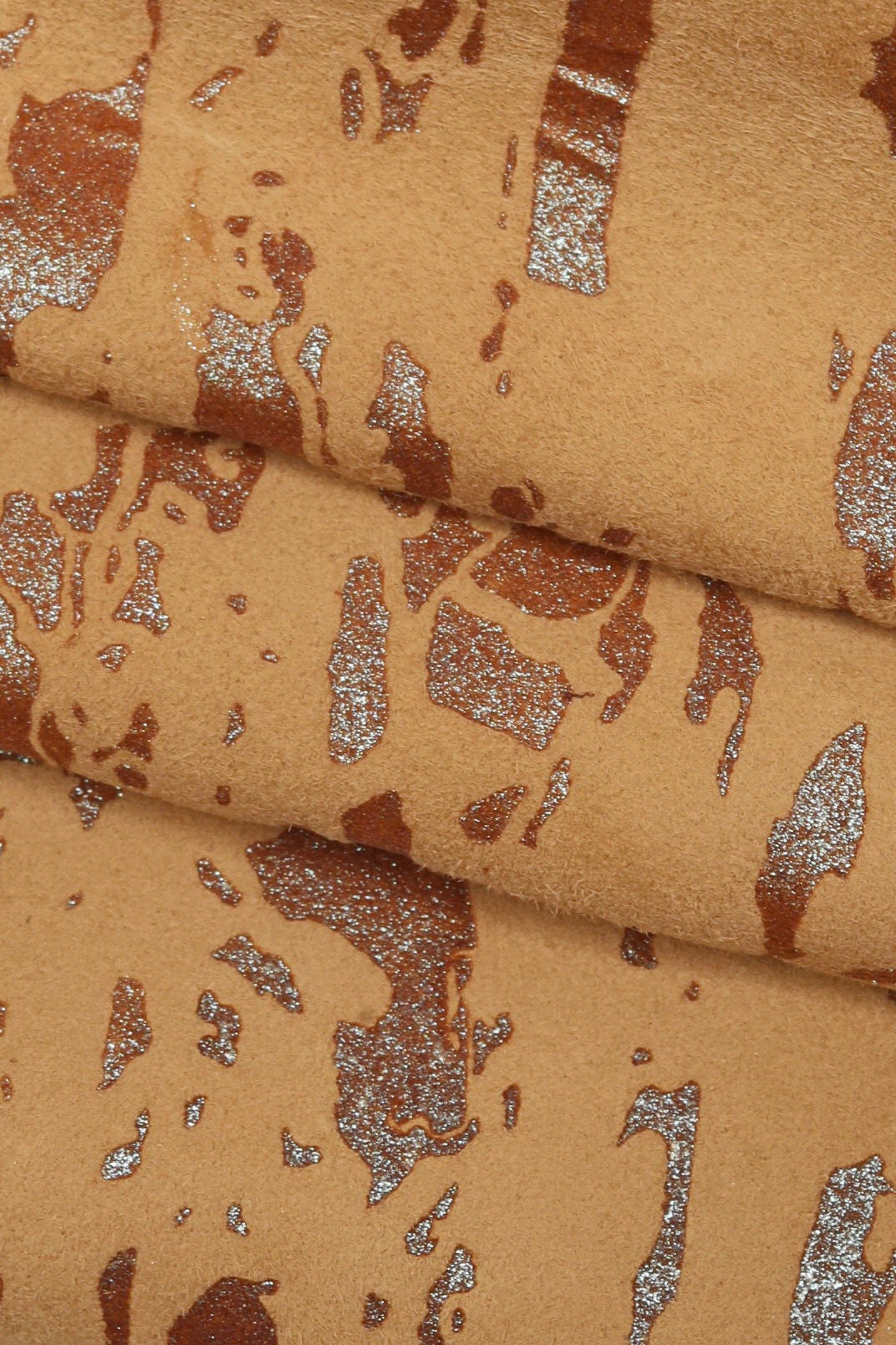 Printed SUEDE goatskin, gliitered spalsh print on leather skin, soft hide with abstract print B15844-MT(ST) La Garzarara