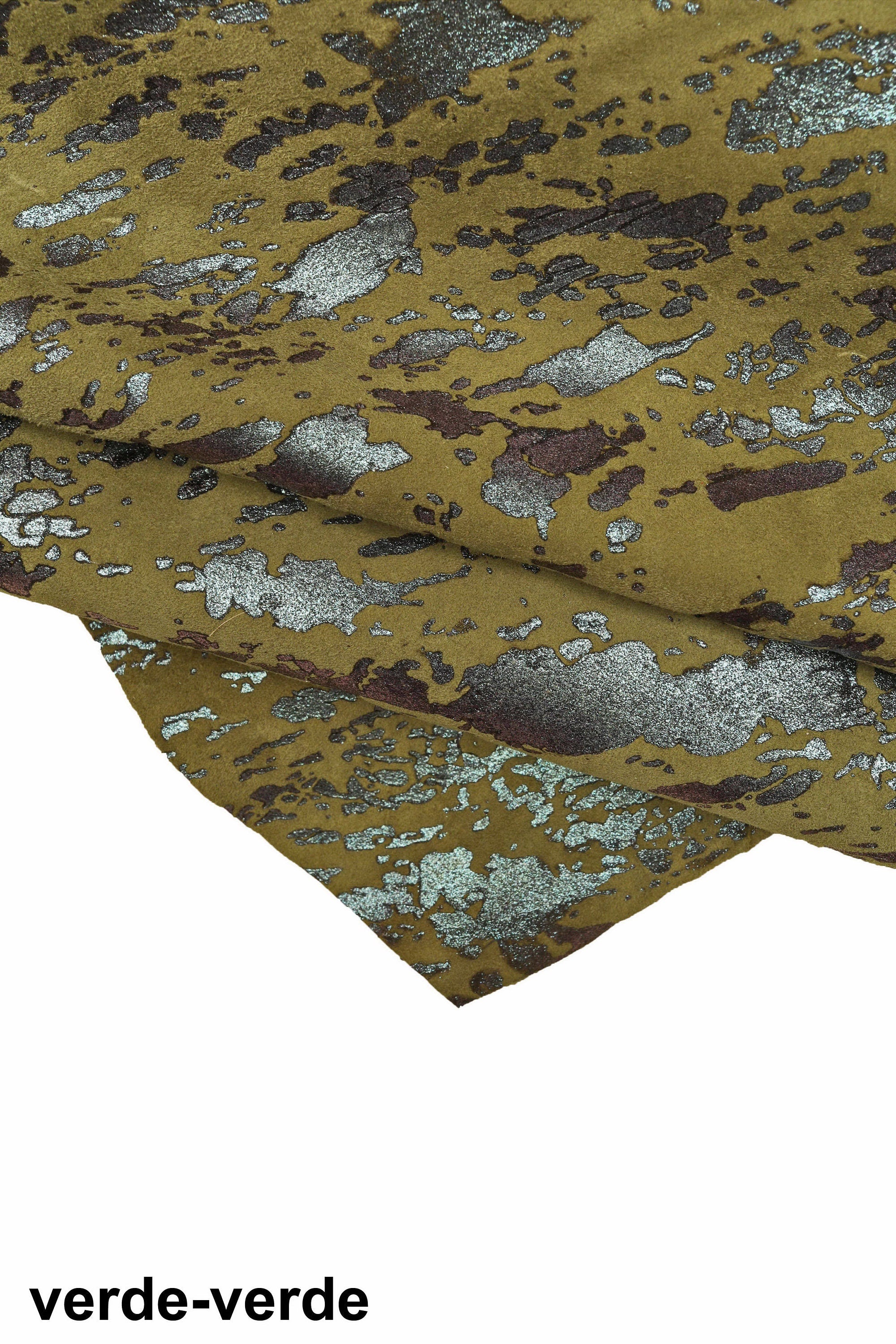 Printed SUEDE goatskin, gliitered spalsh print on leather skin, soft hide with abstract print B15844-MT(ST) La Garzarara