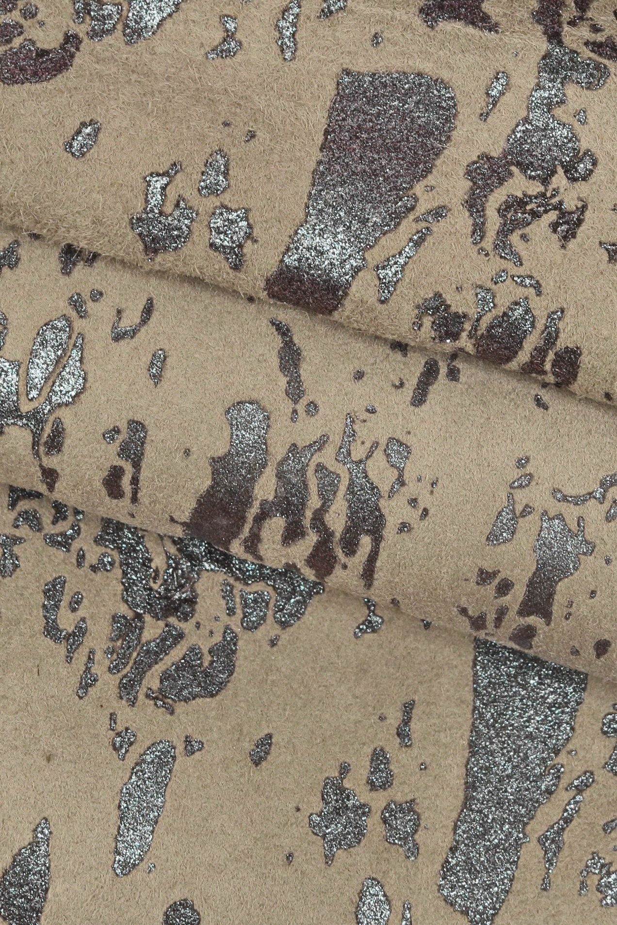 Printed SUEDE goatskin, gliitered spalsh print on leather skin, soft hide with abstract print B15844-MT(ST) La Garzarara