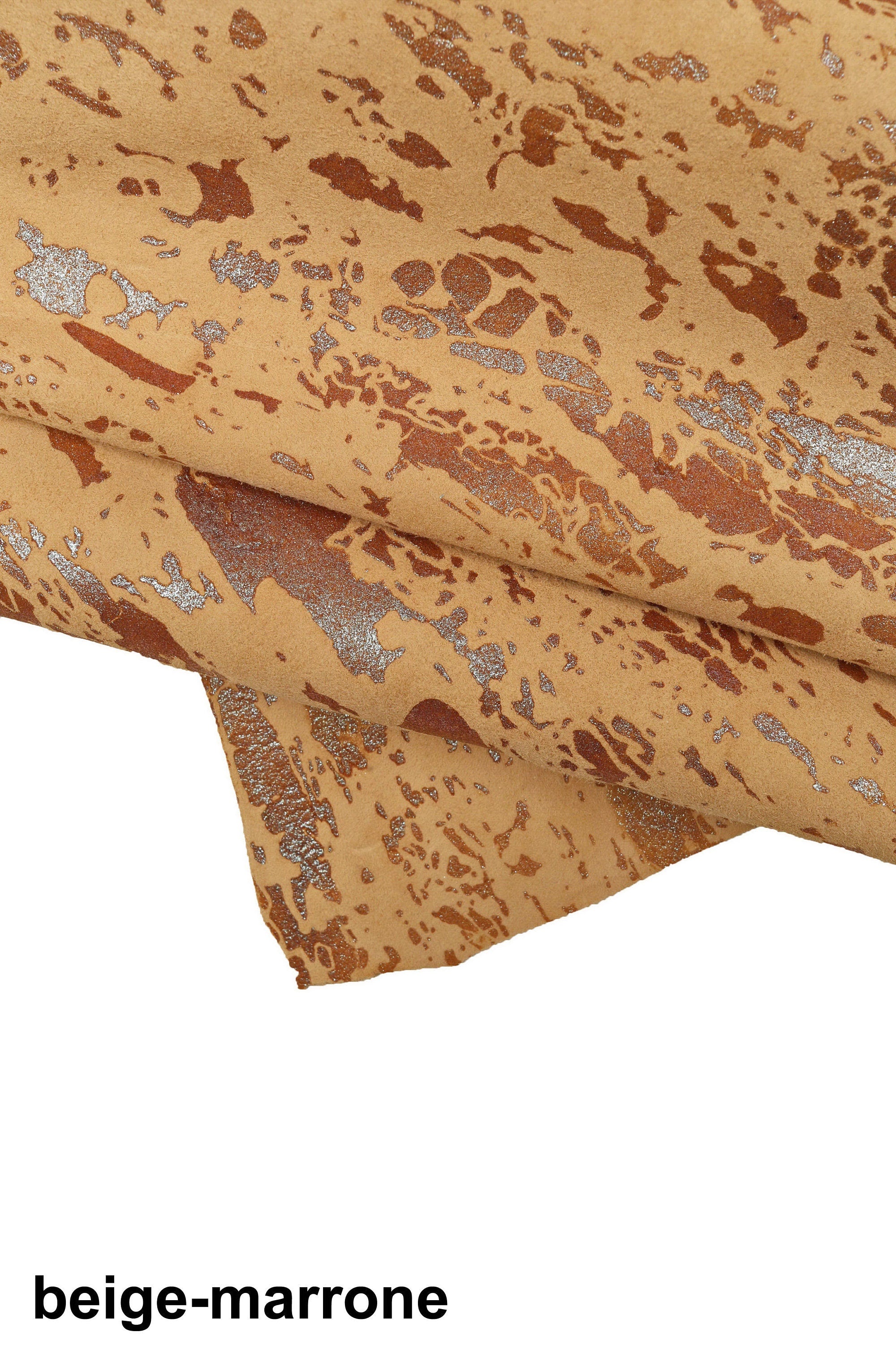 Printed SUEDE goatskin, gliitered spalsh print on leather skin, soft hide with abstract print B15844-MT(ST) La Garzarara