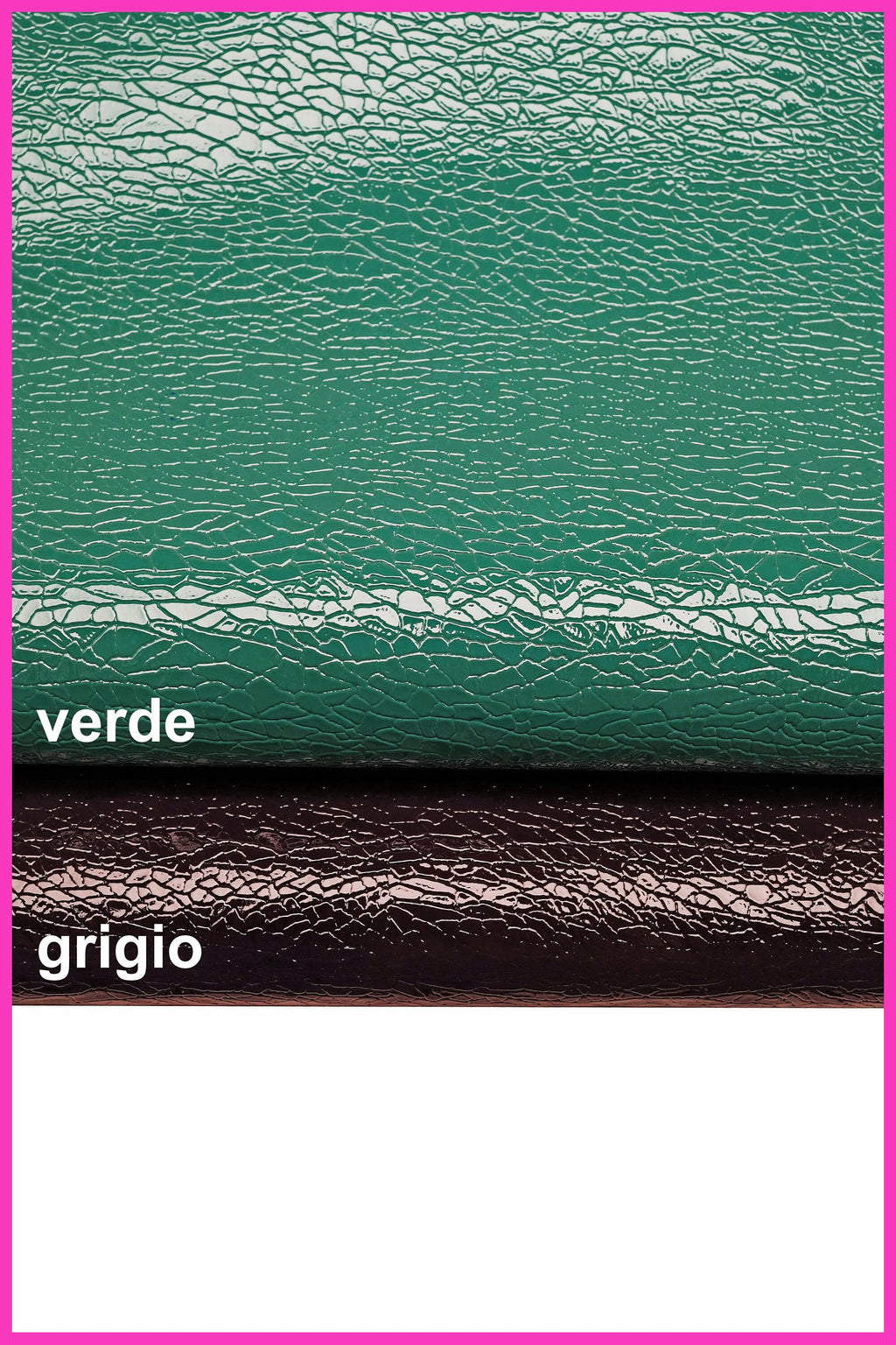Petroleum green and dark grey PATENT leather hide, crackle like printed cowhide, glossy calfskin, medium softness B15875-ST La Garzarara